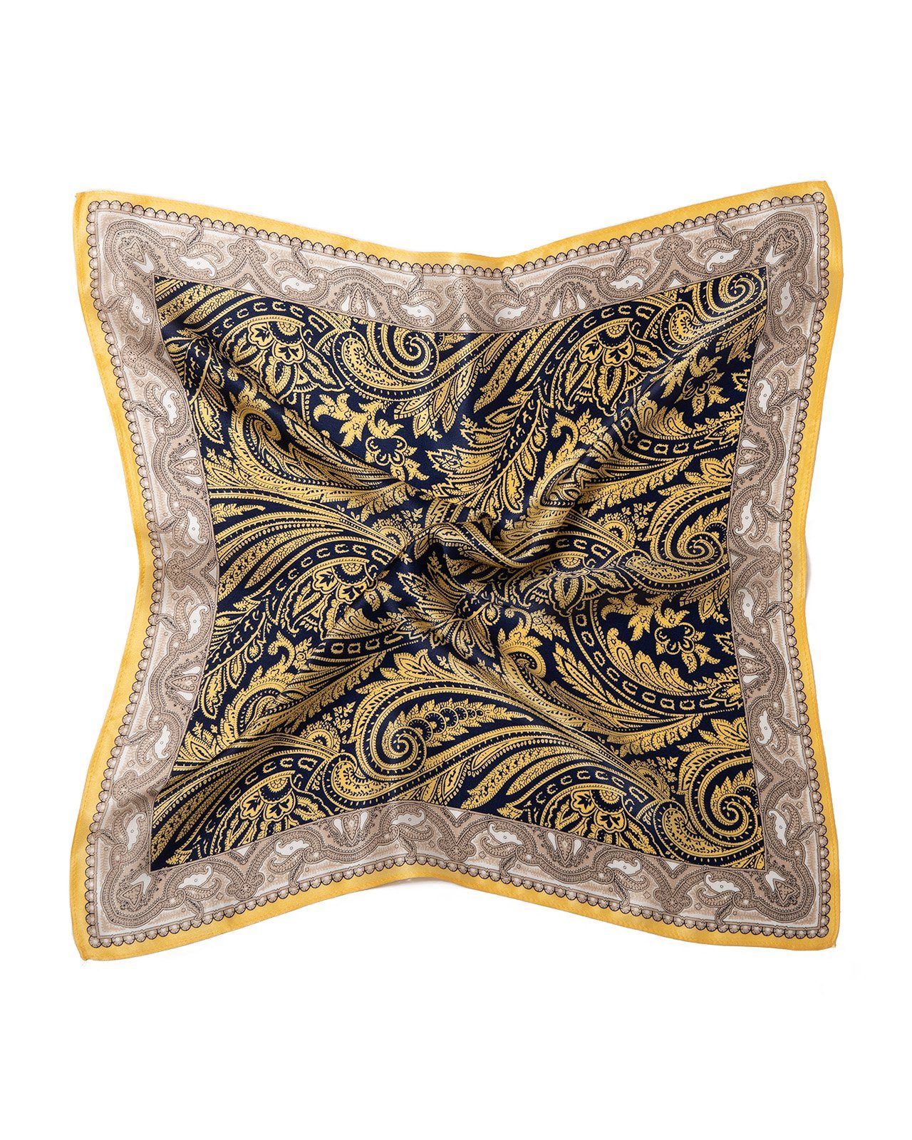 MayTree Seidentuch Seidentuch quadratisch Farn 53x53 gelb dunkelblau, (Stüc günstig online kaufen