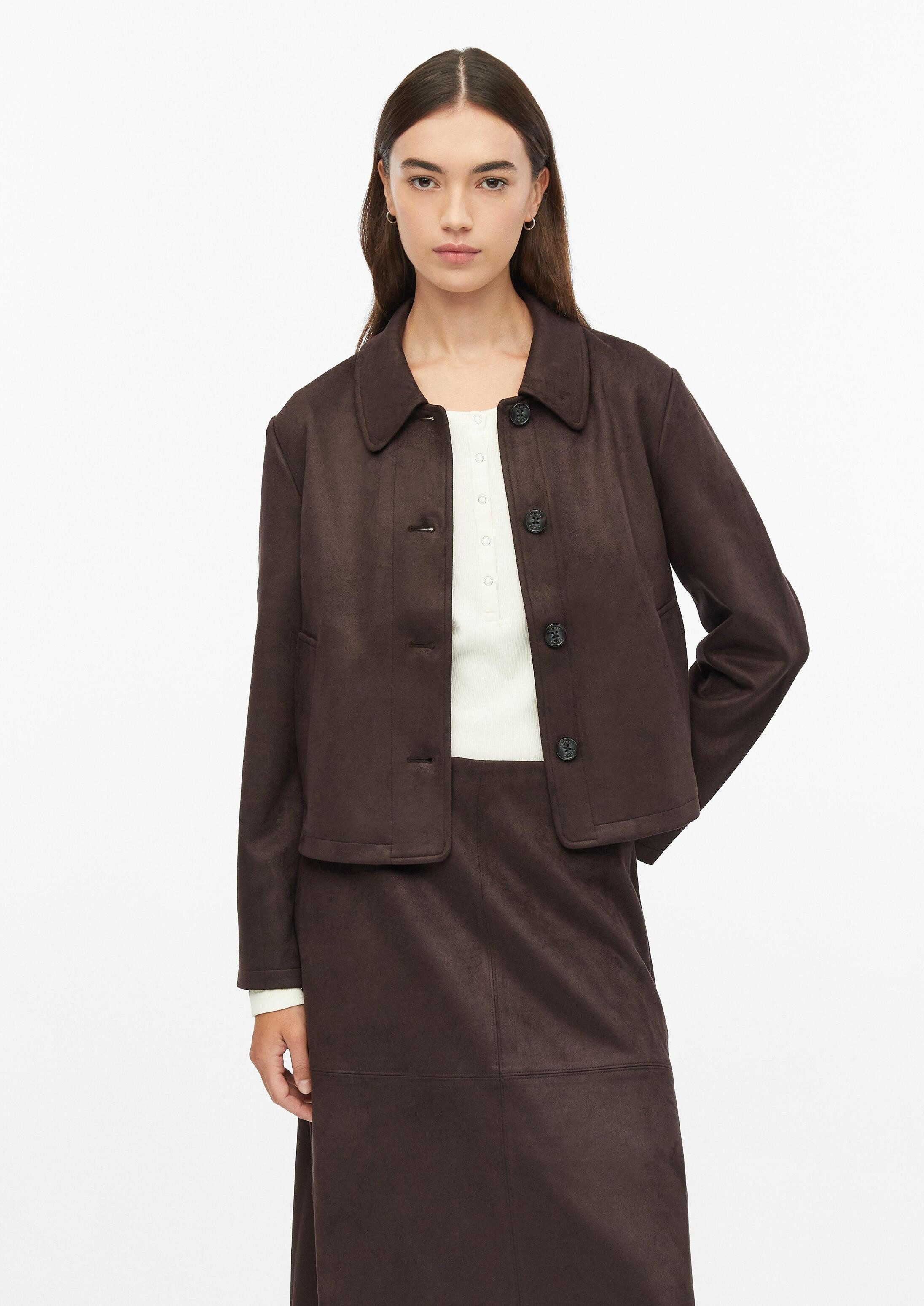 s.Oliver Funktionsjacke Indoor-Jacke Jacke in Veloursleder-Optik mit Hemdkragen