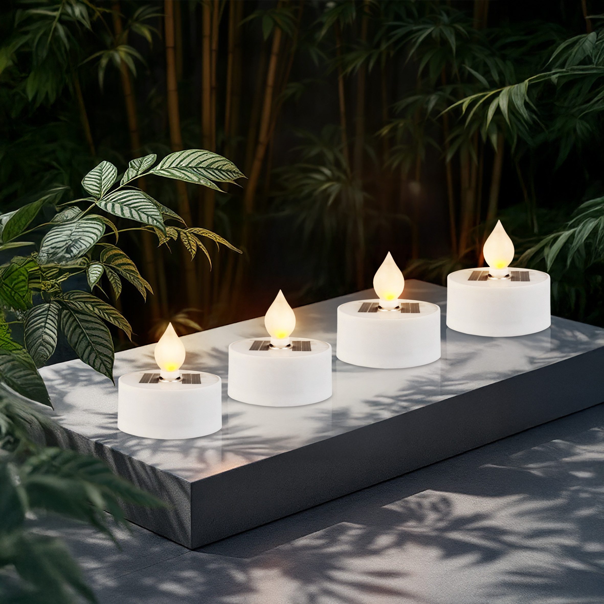 Spetebo LED-Kerze Solar LED Teelicht XL 5cm mit Flammen Effekt warm weiß - günstig online kaufen