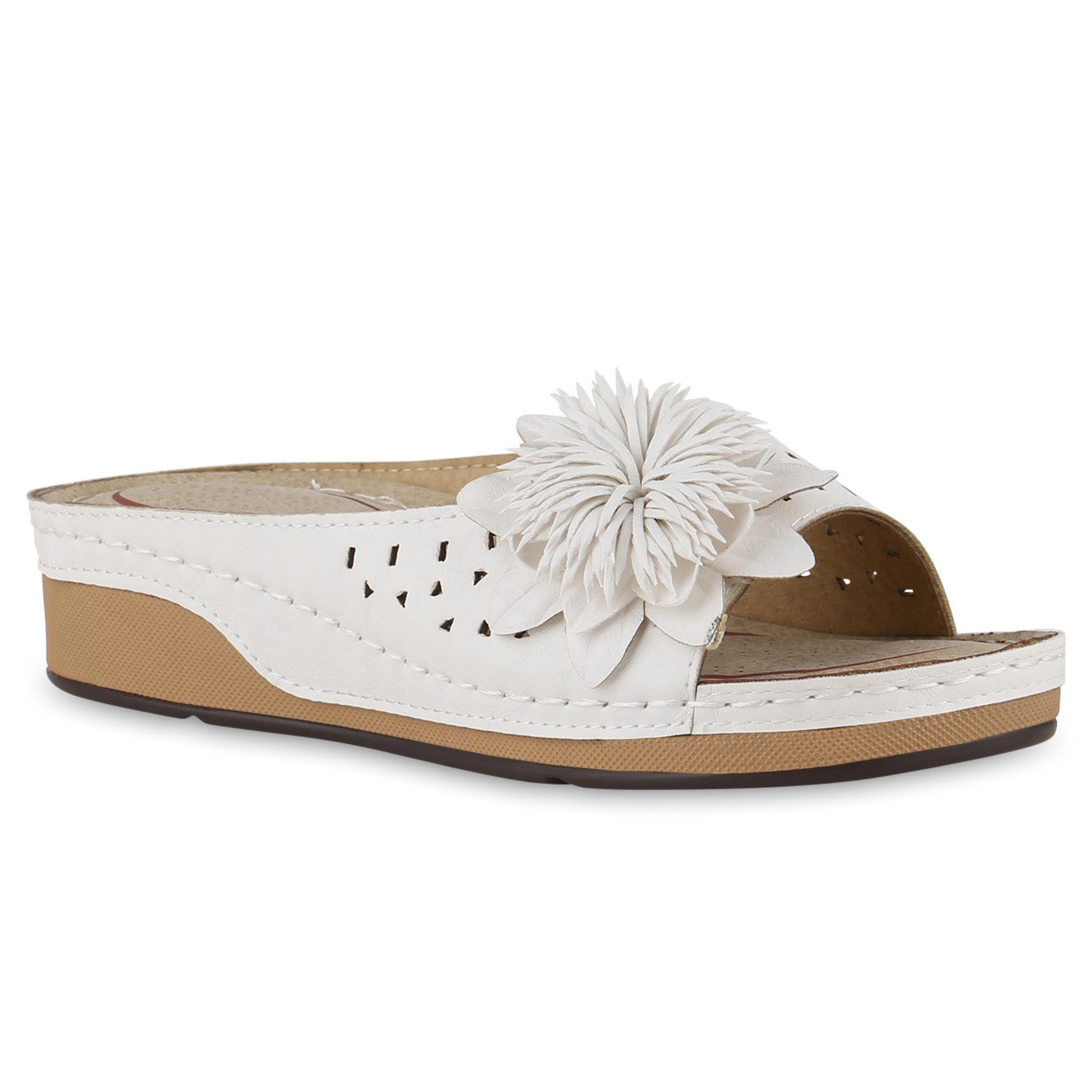 VAN HILL 841043 Sandalette Damen Pantoletten Bequeme Komfort Blume Wedges C günstig online kaufen