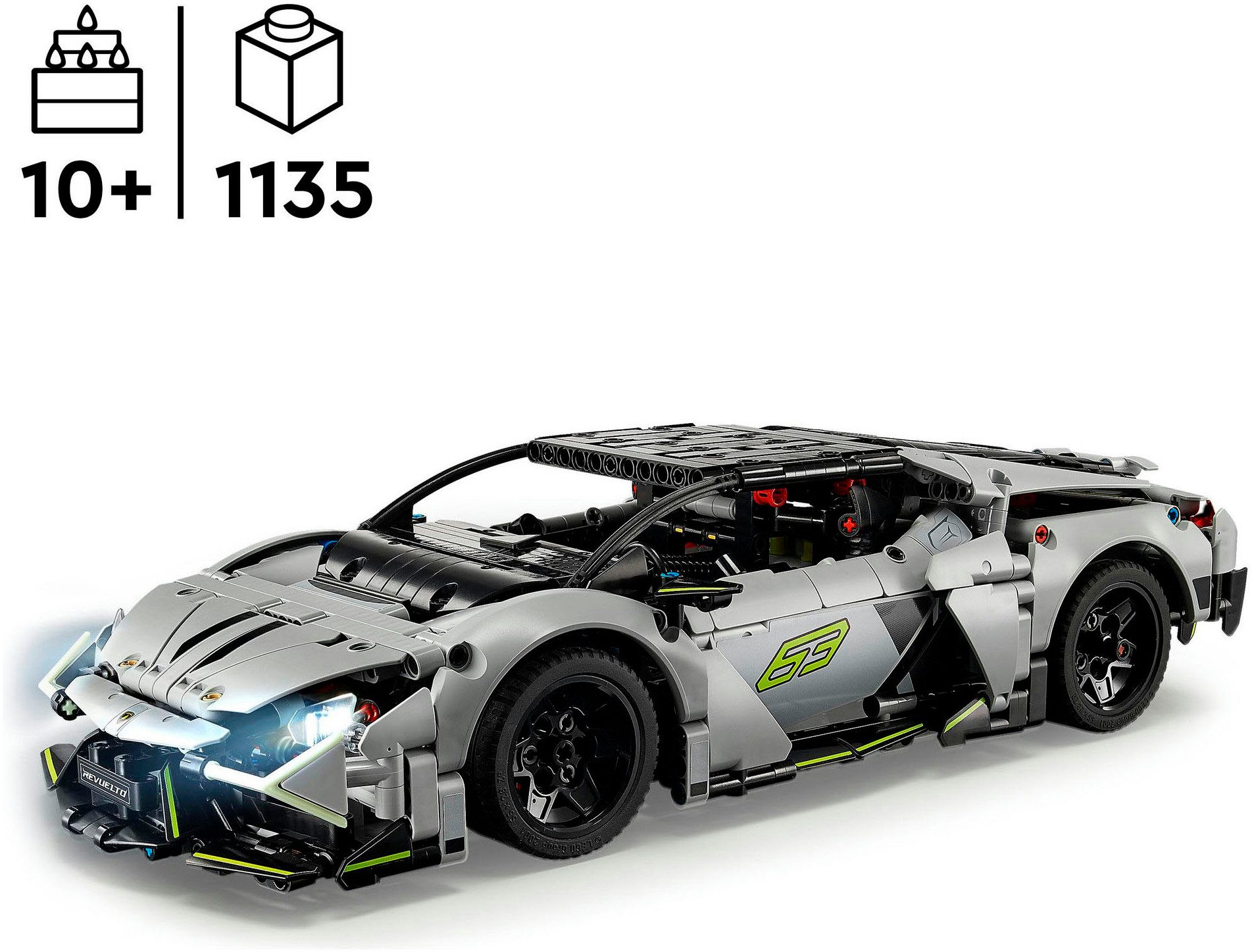 LEGO® Lamborghini Revuelto Supersportwagen (42214), LEGO Technic Konstruktionsspielsteine, (1135 St), Made in Europe
