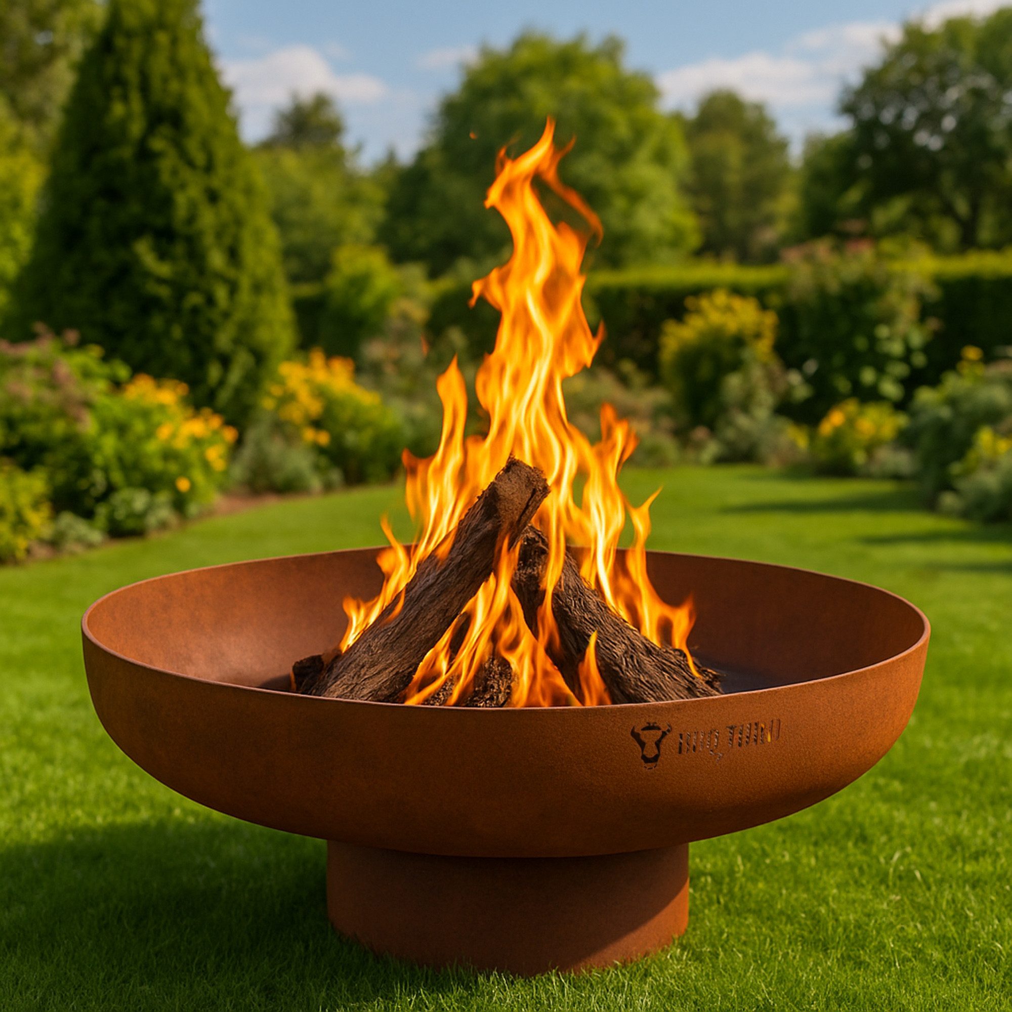 BBQ-Toro Feuerschale Feuerschale Ø 70 cm, Rostoptik, Outdoor Feuerstelle mit Standbein, Hitzebeständig
