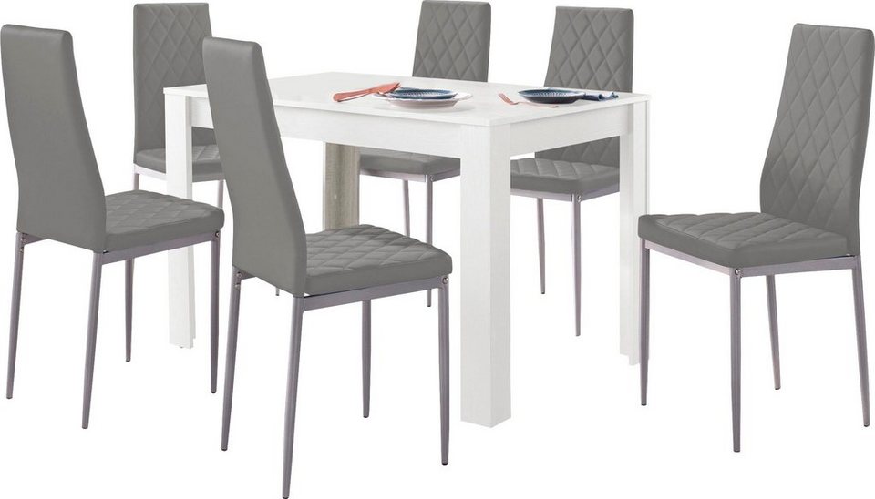 INOSIGN Essgruppe, (Set, 5-tlg), mit Tisch in Weiß, Breite 120 cm