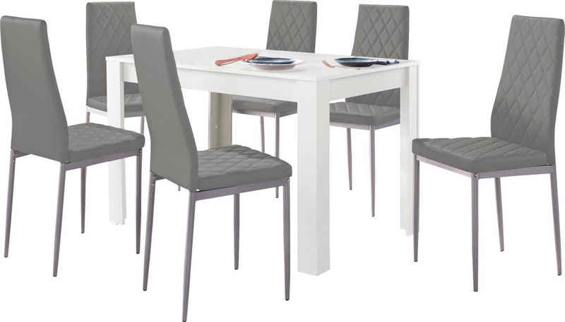 INOSIGN Essgruppe Lynn + Brooke, (Set, 5-tlg), mit Tisch in Weiß, Breite 120 cm