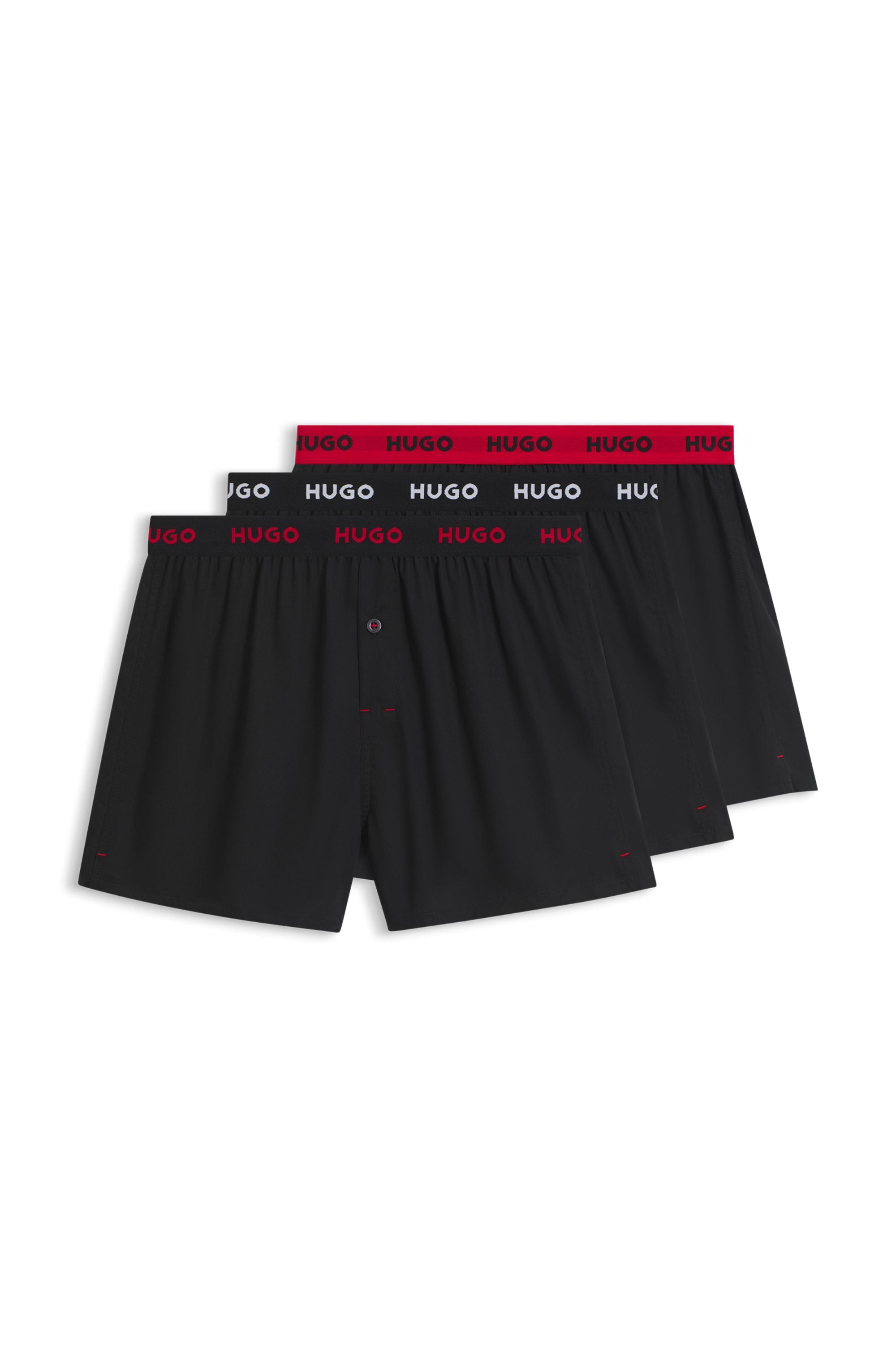 HUGO Webboxer WOVEN BOXER TR (Packung, 3-St., 3er-Pack) Webboxer mit HUGO Schriftzug