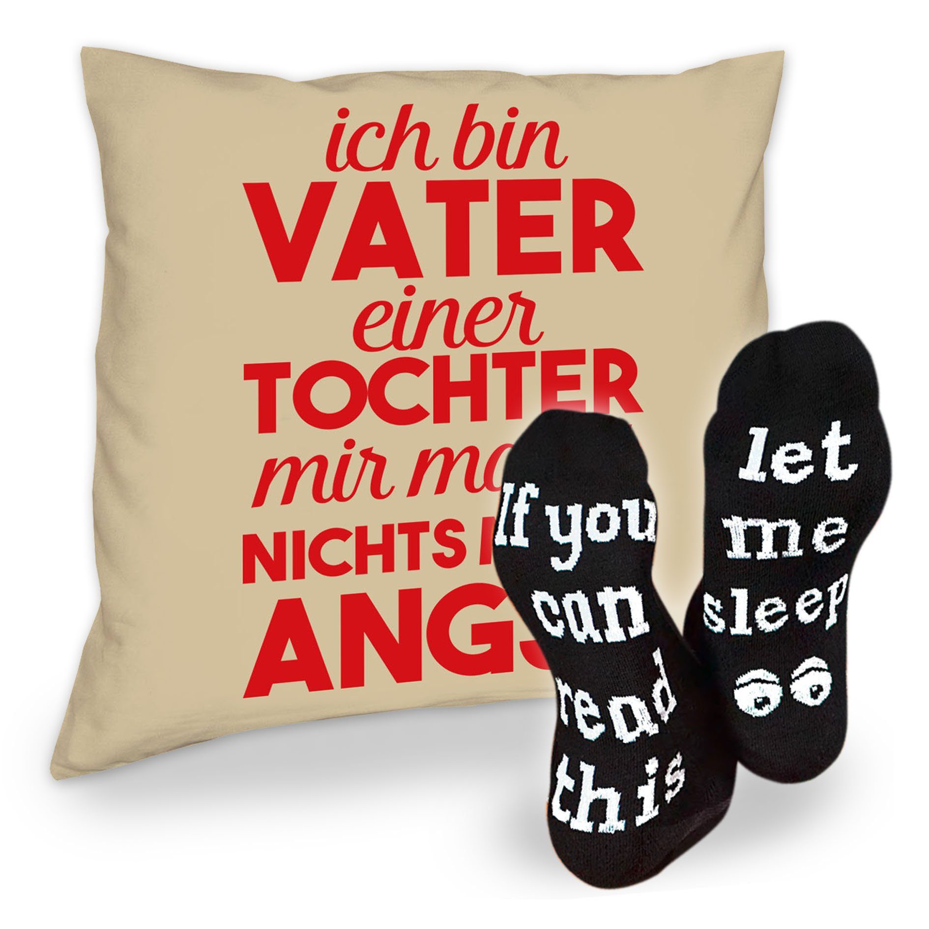 Vatertag einer Dekokissen beige Kissen Socken Ich Weihnachten Soreso® bin Geschenk Sleep, Tochter & Vater Sprüche Geburstag