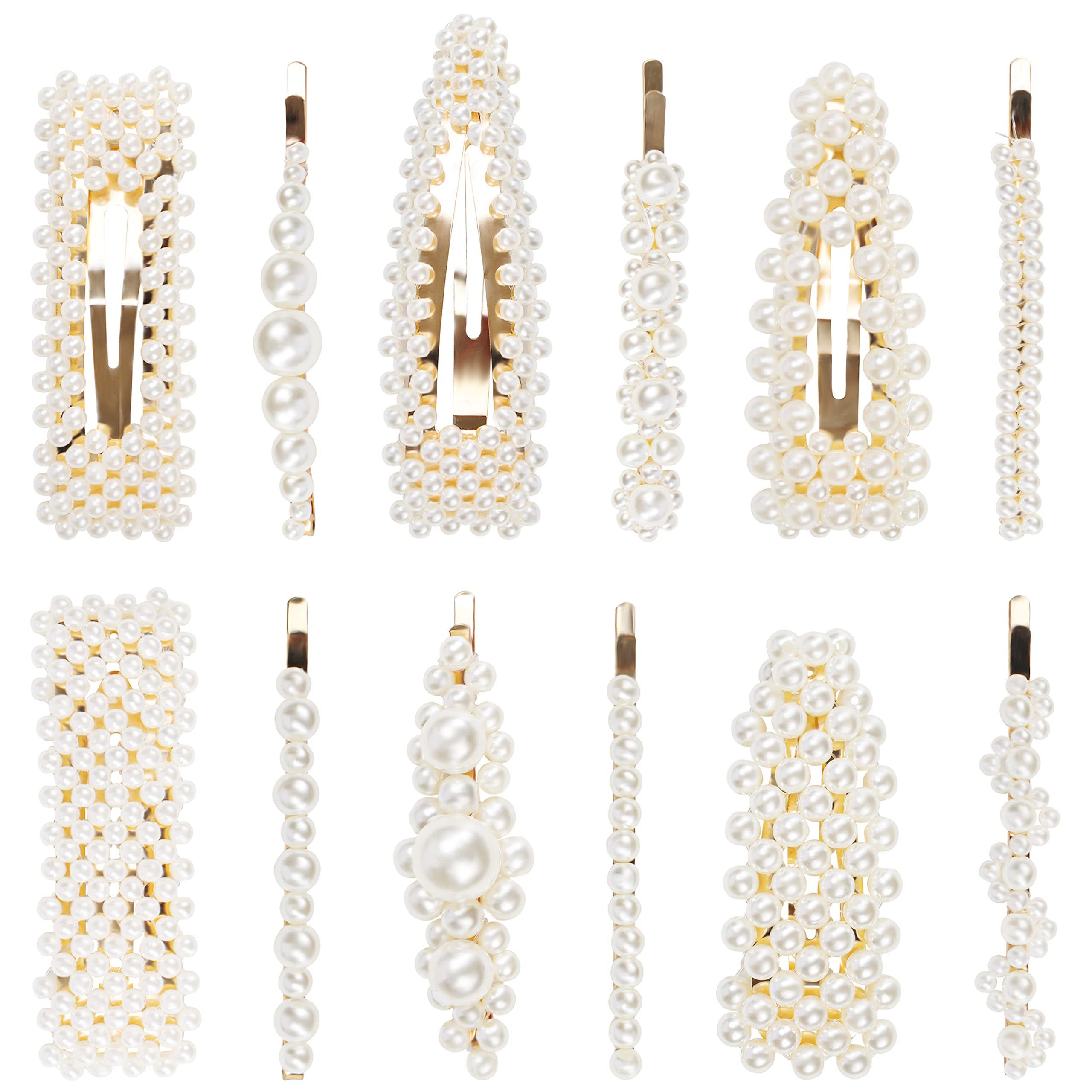 Belle Vous Haarspange 12er Packung Заколки mit Perlen für Frauen und Mädchen, 12-tlg.