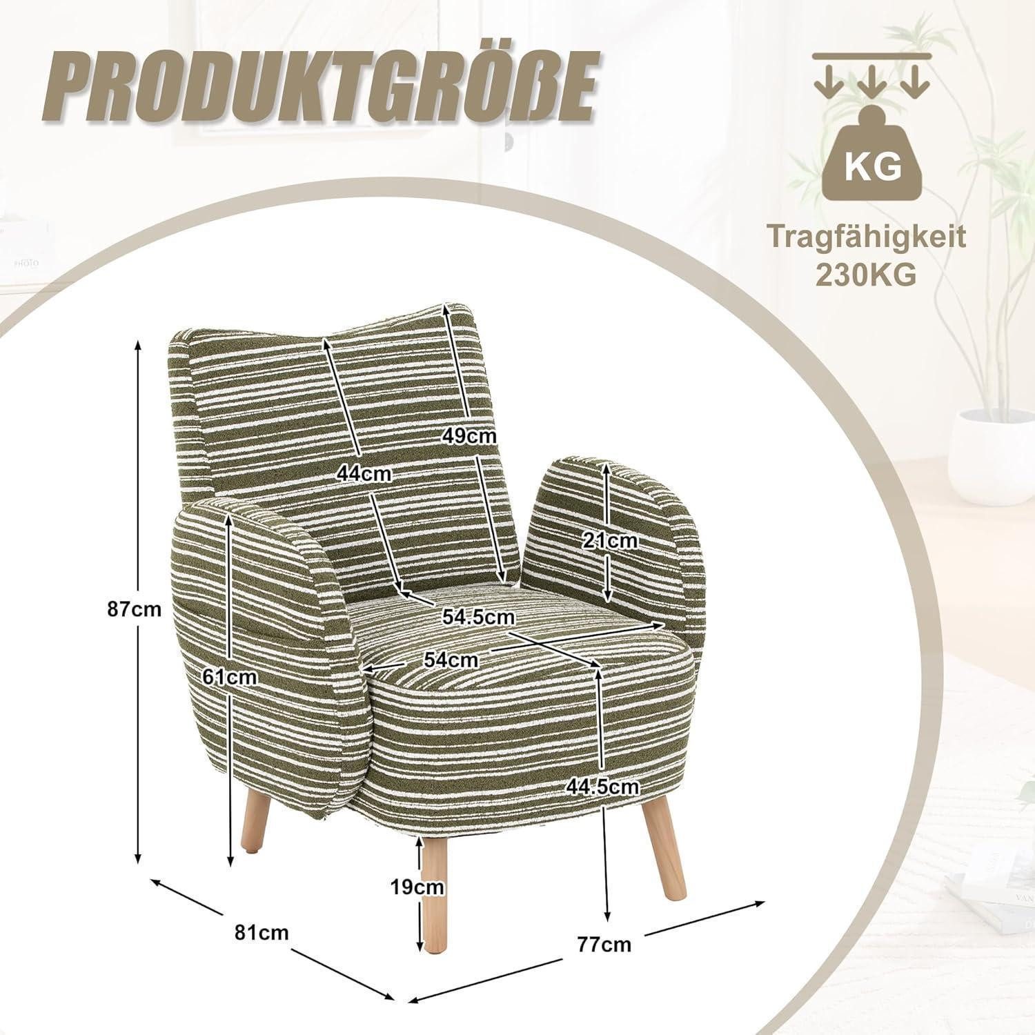 LuxusKollektion Ohrensessel Ohrensessel Relaxsessel Lesesessel Fernsehsessel 77x81cm Olivgrün