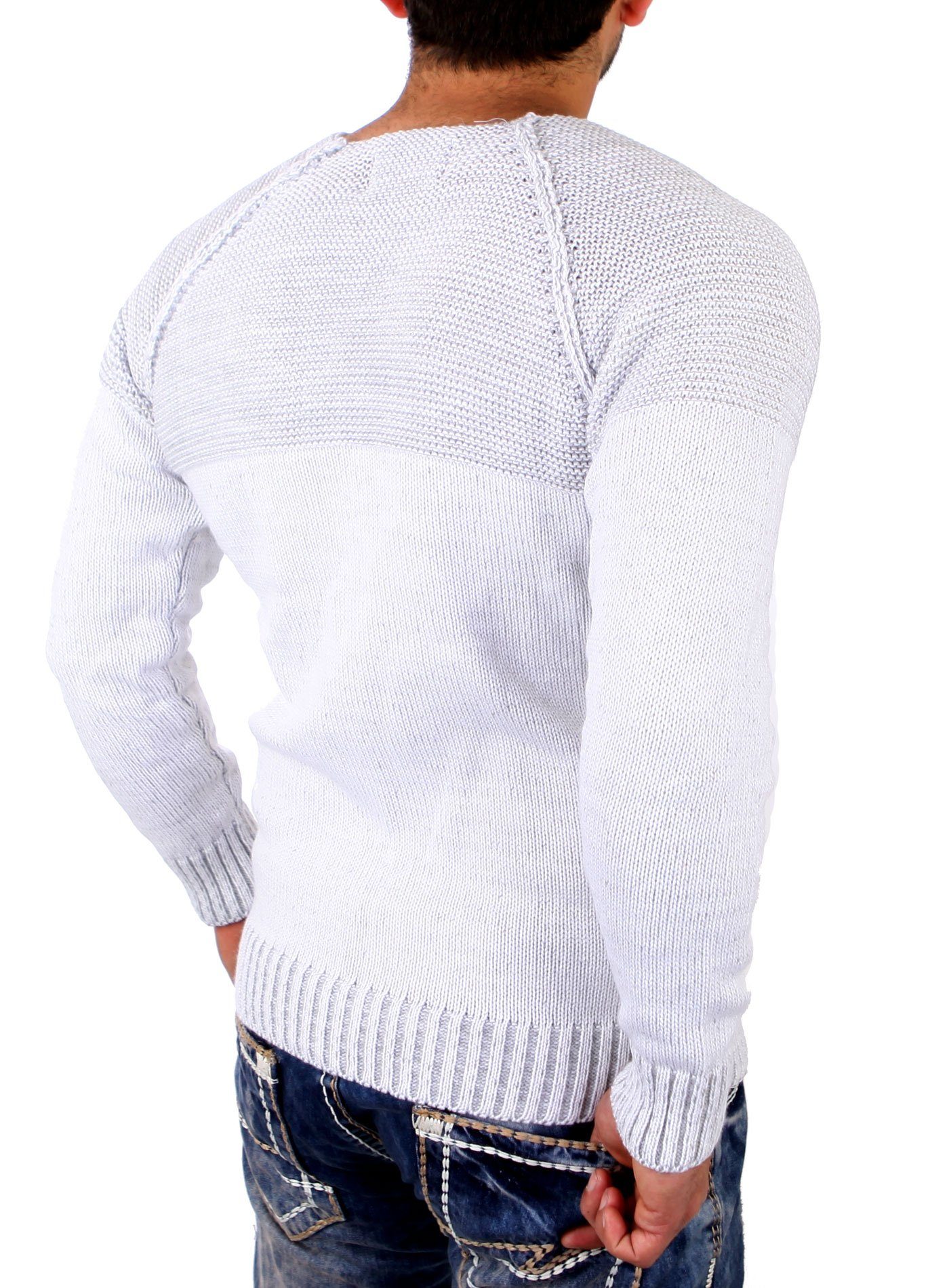 Reslad Strickpullover Reslad Strickpullover Herren Two Tone Rundhals Pullov günstig online kaufen