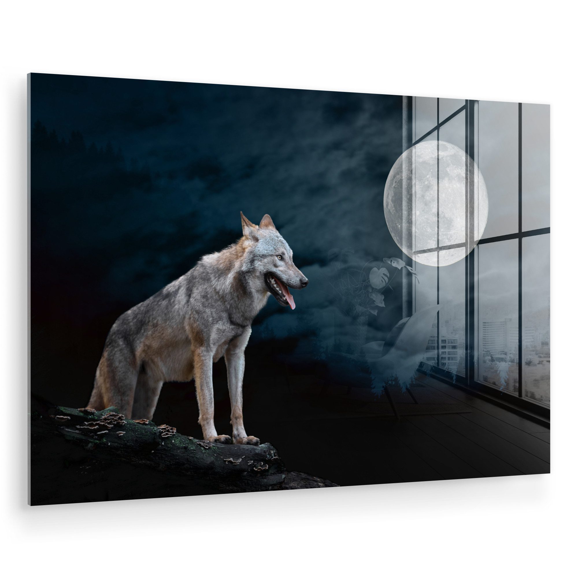 MuchoWow Acrylglasbild Wolf - Mond - günstig online kaufen