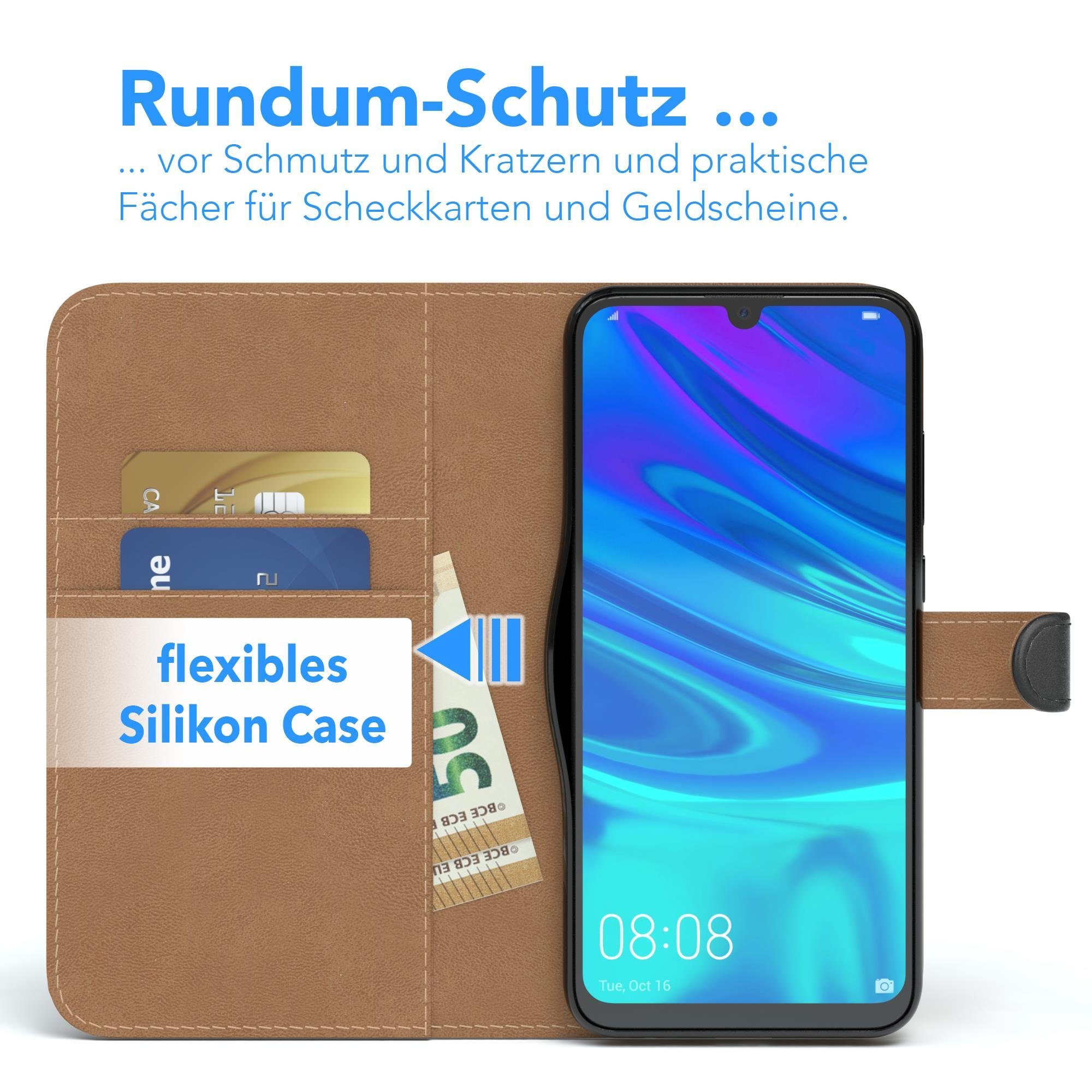 EAZY CASE Handyhülle Uni Bookstyle für Huawei P Smart (2019) 6,21 Zoll, Schutzhülle mit Standfunktion Kartenfach Handytasche aufklappbar Etui