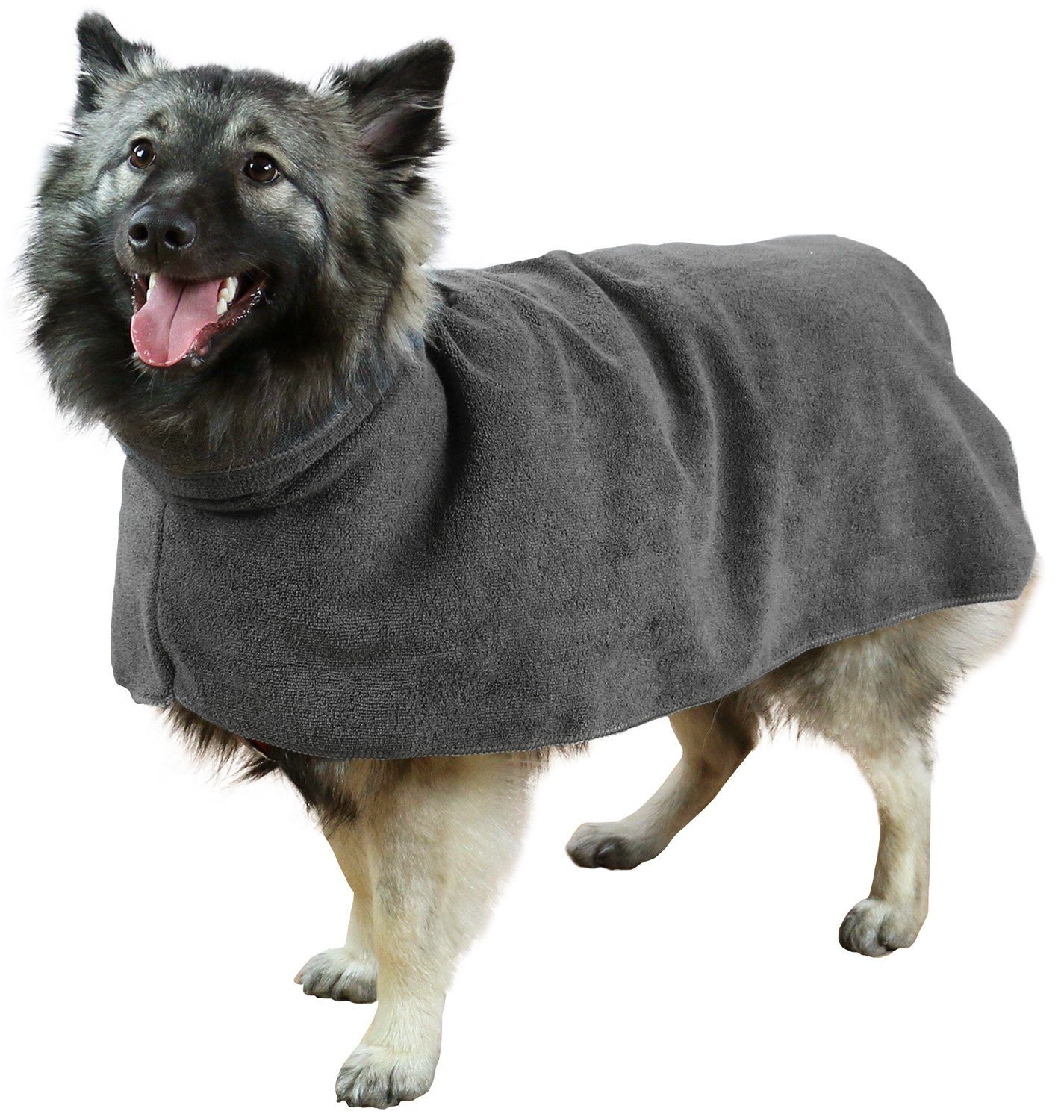ZOLLNER24 Hundebademantel, 85% Polyester, 15% Polyamid, hinten mit Öse und Knopf