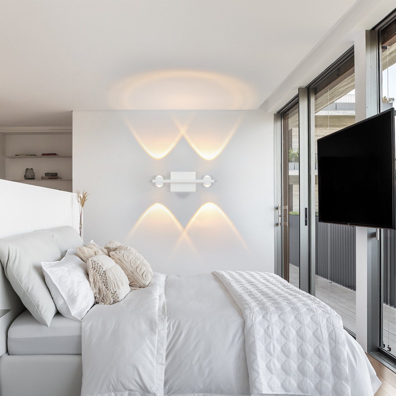 ZMH LED Wohnzimmer 3000K, Weiß innen Modern Warmweiss Wandlampe Wandbeleuchtung Wandleuchte
