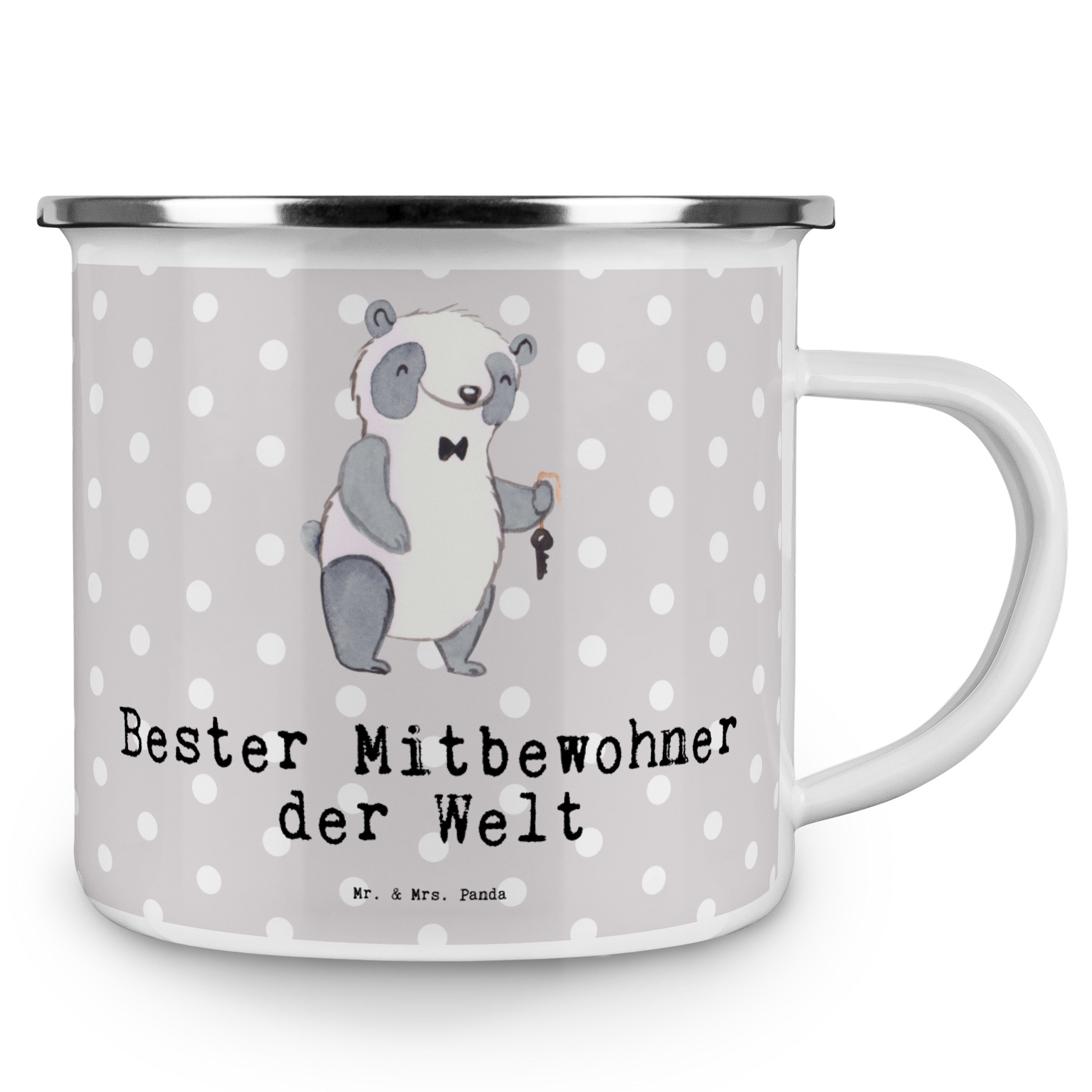 Mr. & Mrs. Panda Becher Panda - der Emaille Bester - Grau Geburtst, Pastell Geschenk, Welt Mitbewohner