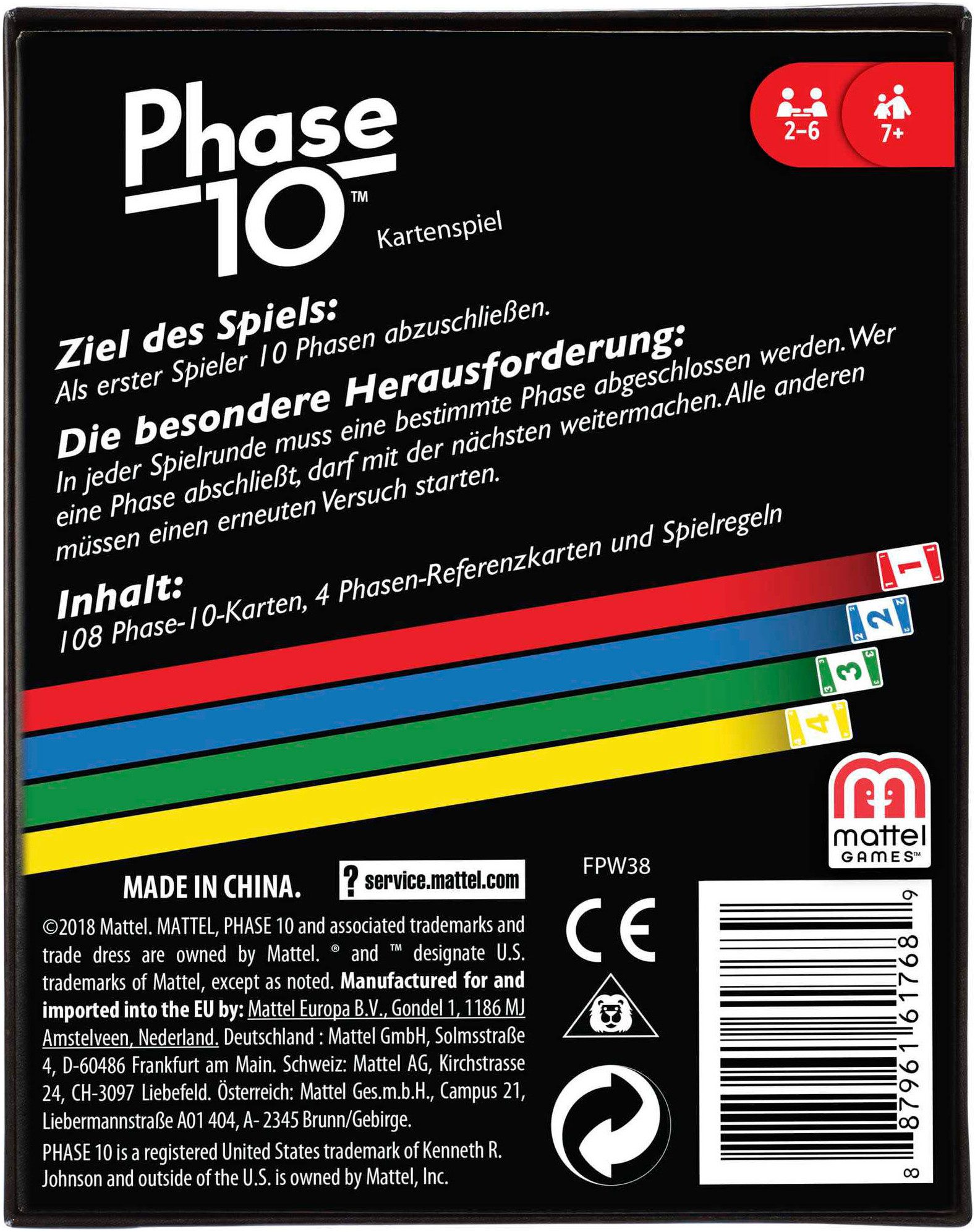 Mattel games Spiel Phase 10, Kartenspiel