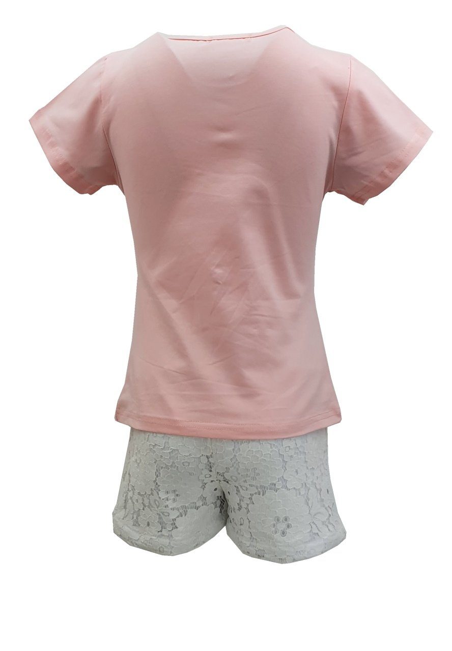 Girls Fashion Rosa Shorts) + T-Shirt Shorts, + Set, Shorts Sommer T-Shirt & (T-Shirt MS241