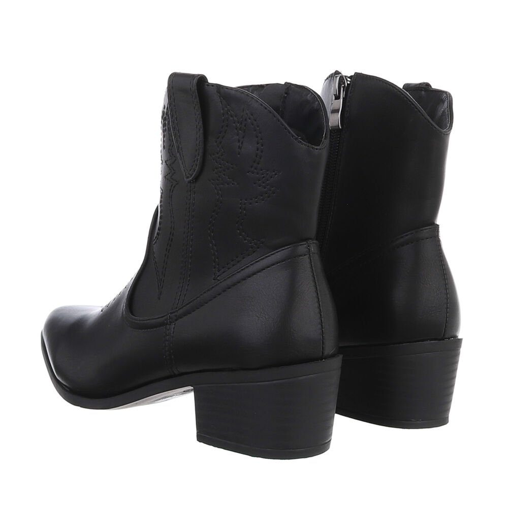 Ital-Design Damen Cowboyboots Western Westernstiefelette (85136164) Blockabsatz Western- & Bikerboots in Schwarz – Bild 3 von 4