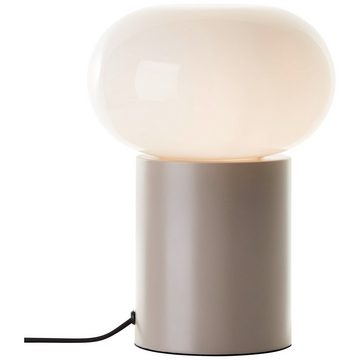 Lightbox Tischleuchte, ohne Leuchtmittel, Tischleuchte mit weißem Glas, 27 cm Höhe, E27, taupe