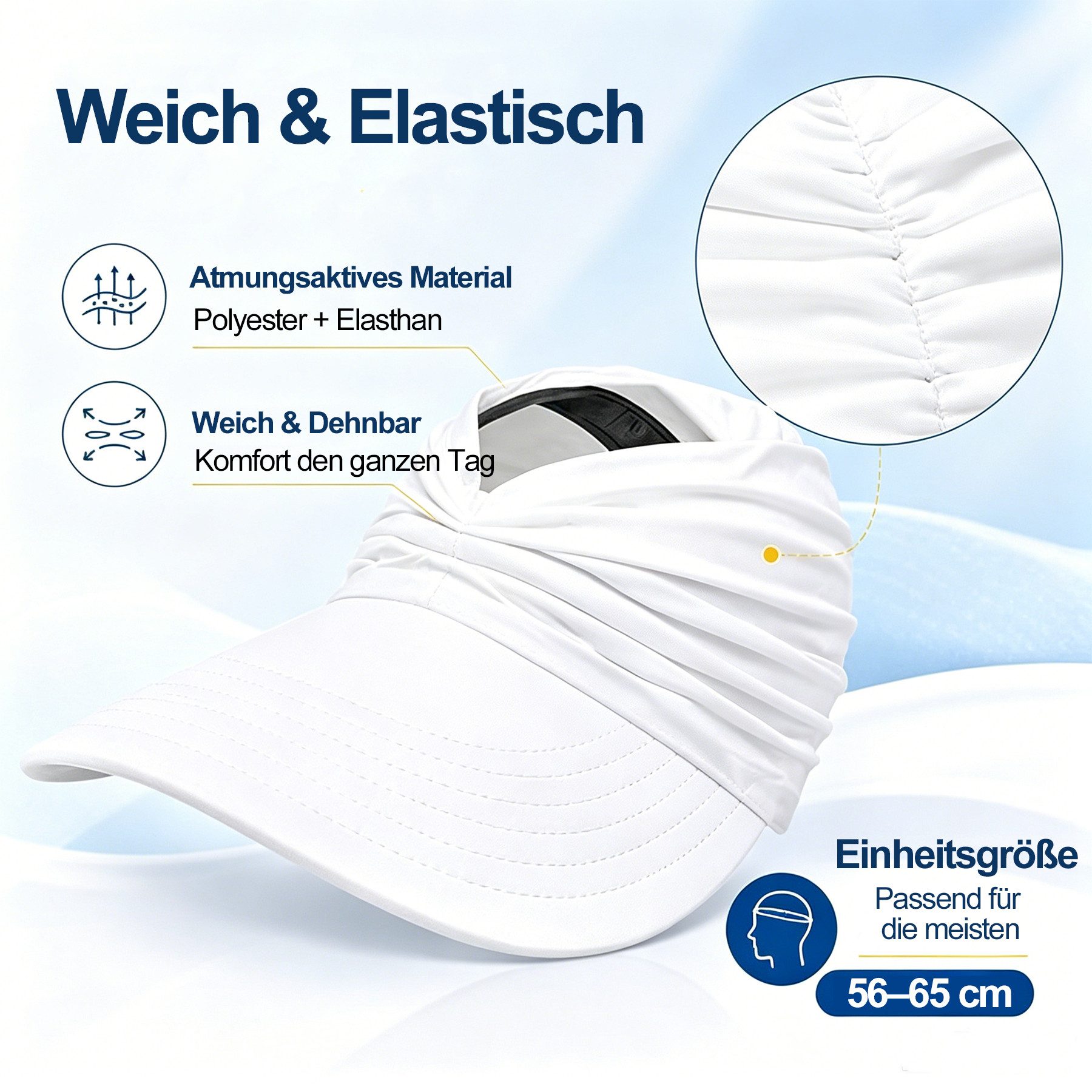 Mutig Strohhut 2 Stück Damen Sonnenhut Visor UPF 50+ mit breiter Krempe (faltbar verstellbar Sommerhut mit Pferdeschwanz Öffnung, UV Schutz Hut) für Strand, Outdoor und Wandern