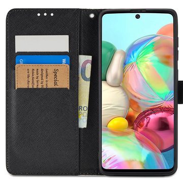 FITSU Handyhülle Handytasche für Samsung Galaxy A71 Hülle Totenkopf Motiv 6,7 Zoll, Flipcase für Samsung A71 Handyhülle, Handytasche mit Kartenfach