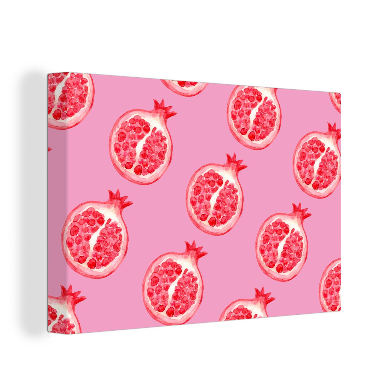 OneMillionCanvasses® Leinwandbild Obst - Rosa - Muster, (1 St), Wandbild Leinwandbilder, Aufhängefertig, Wanddeko, 30x20 cm