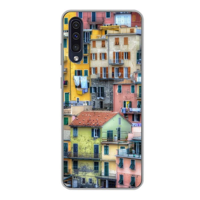 MuchoWow Handyhülle Die Farben der Häuser in Cinque Terre Handyhülle Samsung Galaxy A50 Smartphone-Bumper Print Handy