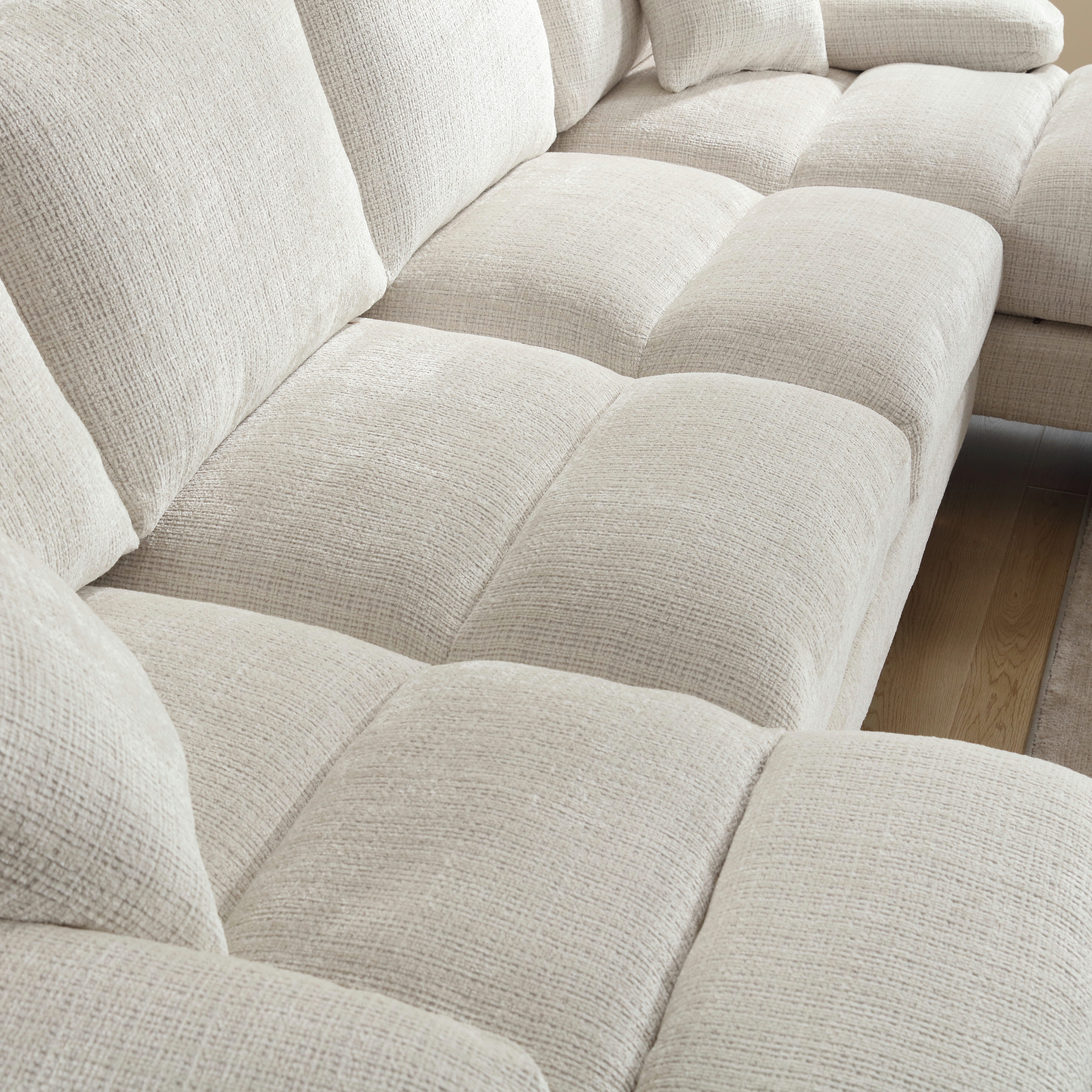 Odikalo Loungesofa U-förmiges Chaiselongue Sofacouch Dekokissen Chenille-Stoff Mehrfarbig