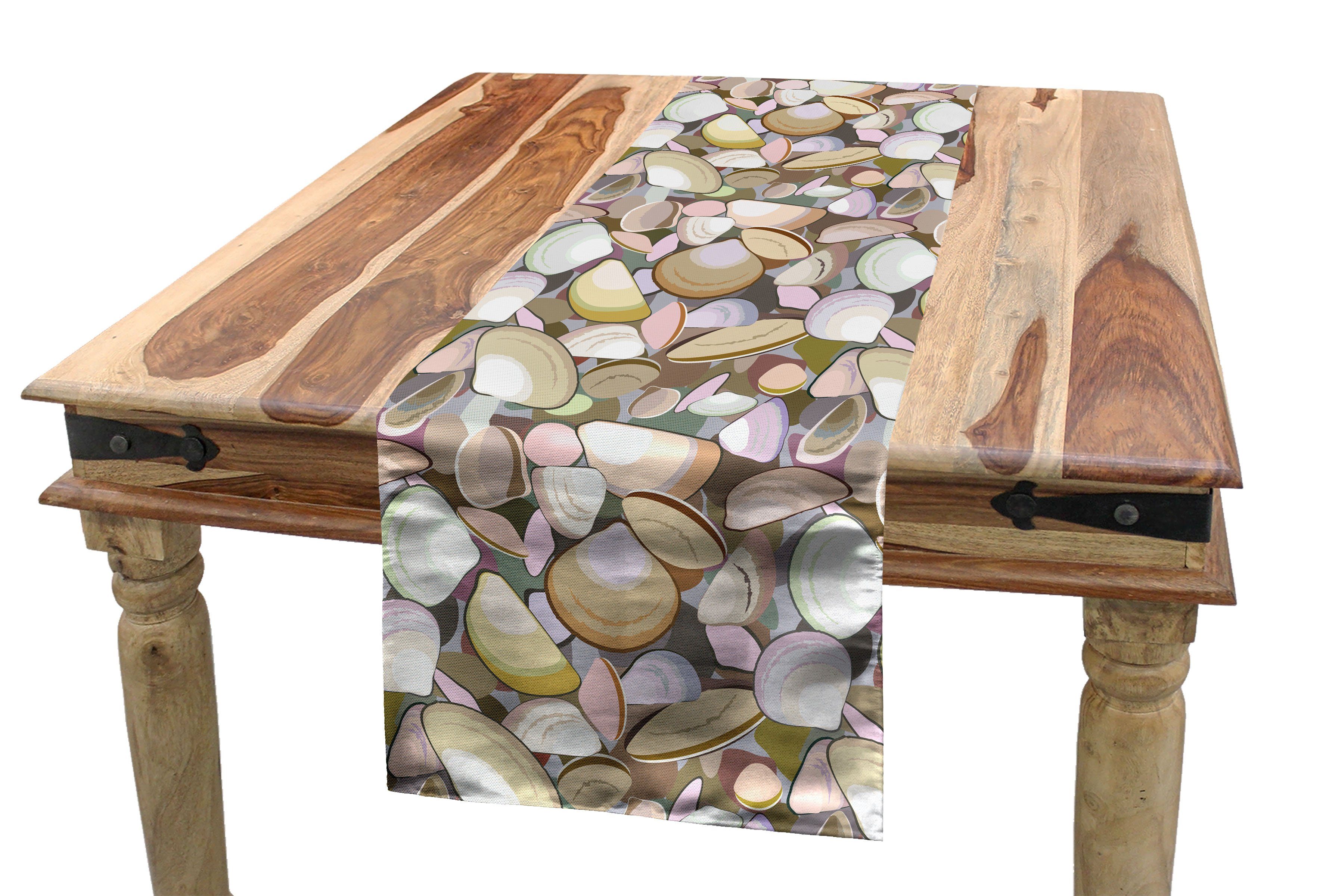 Sea Tischläufer, Dekorativer Schnecke Shells Küche Rechteckiger Tischläufer Bunte Abakuhaus Tropical Esszimmer