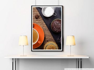 Sinus Art Poster Food-Fotografie 60x90cm Poster Kaffeetasse mit Muffins