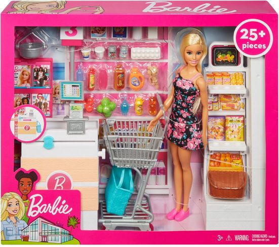 Barbie Anziehpuppe »Supermarkt und Puppe« (Set, 20-tlg., inkl. Supermarkt)