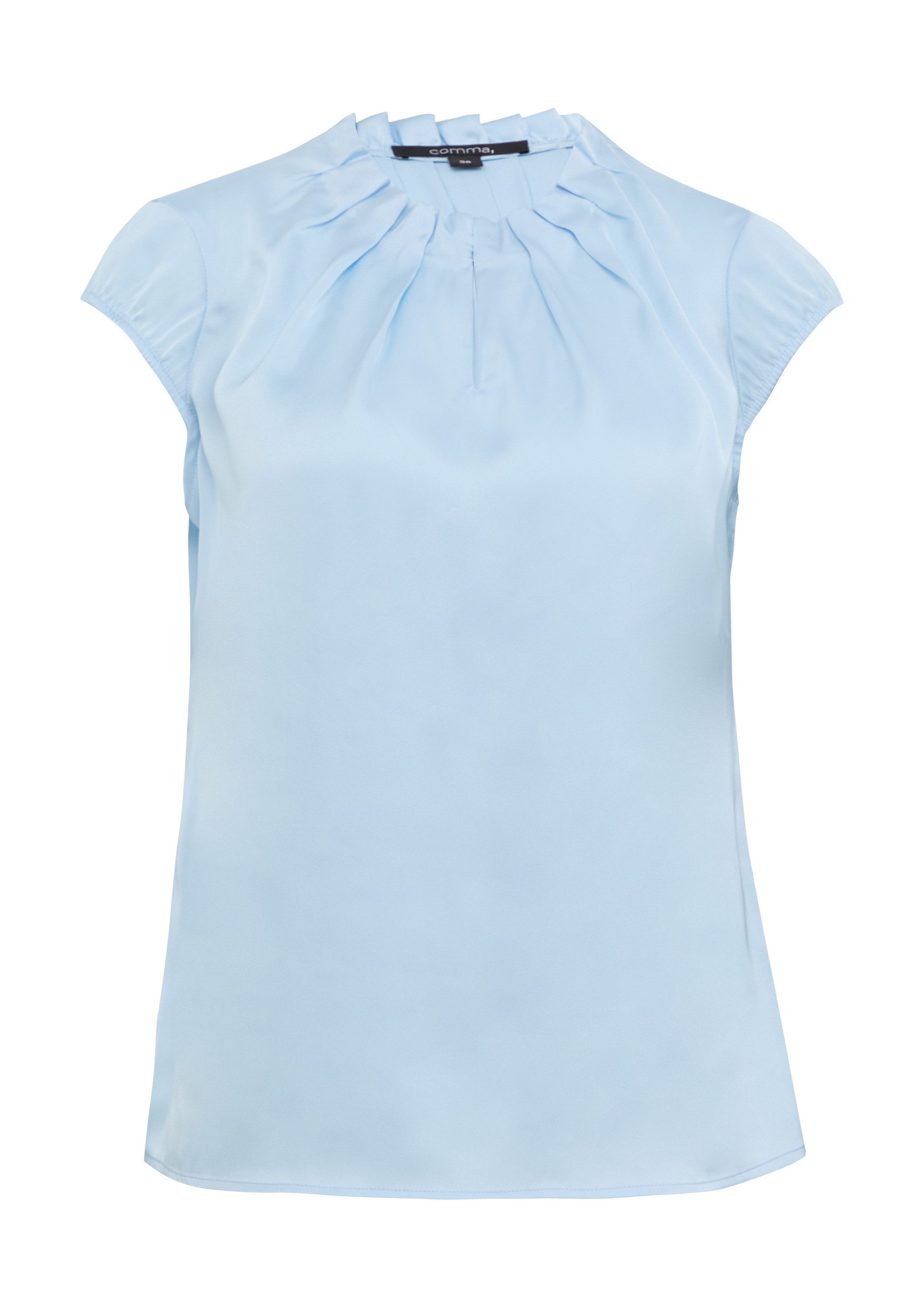 comma Kurzarmbluse Bluse Satin-Bluse mit Raffung