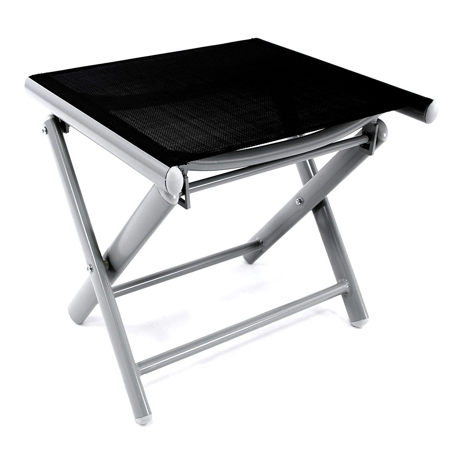 INDA-Exclusiv Armlehnstuhl Garten Klapphocker Fußhocker Silbergrau/Schwarz günstig online kaufen