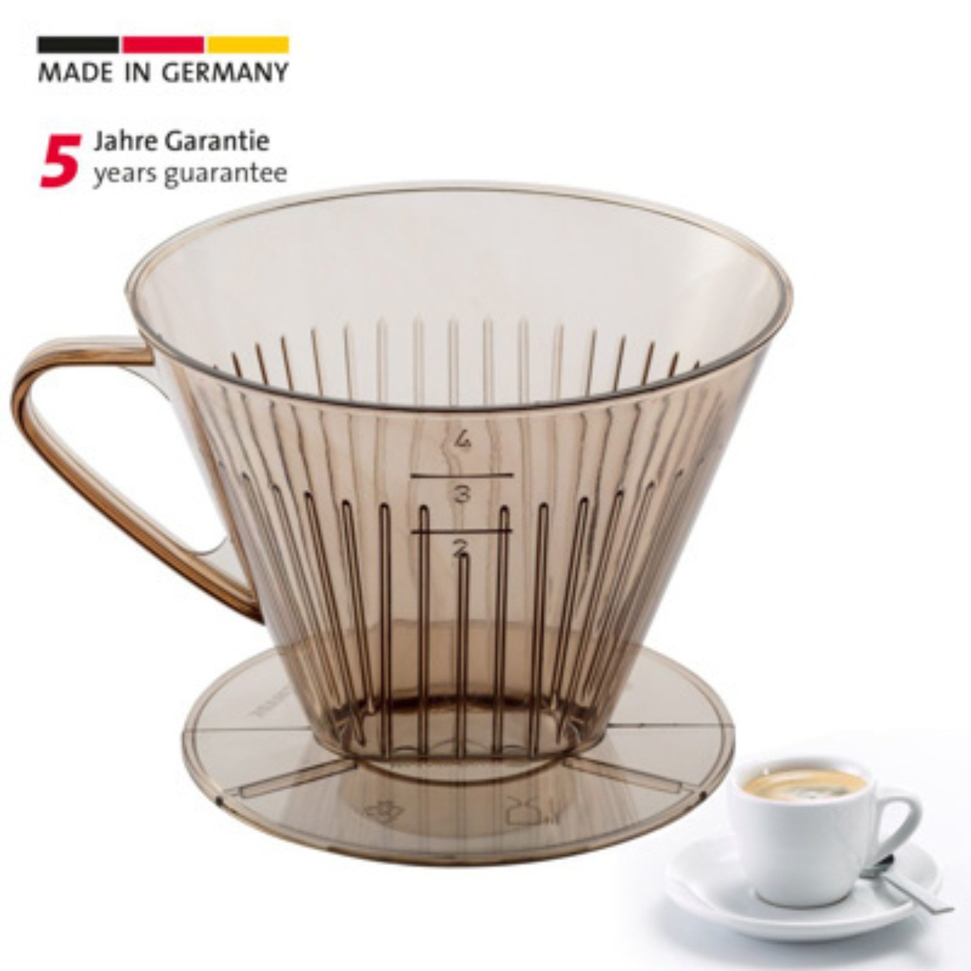 Thiru Permanentfilter Kaffeefilter klar - für 4 Tassen - Handfilter für Papierfilter Gr. 4