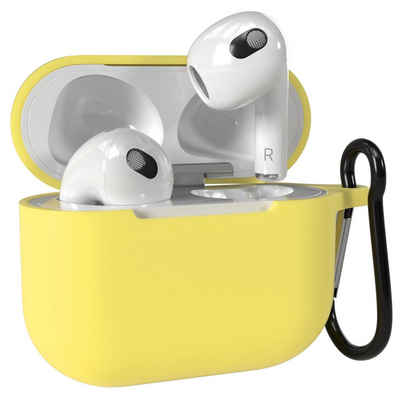 EAZY CASE Kopfhörer-Schutzhülle Silikon Hülle kompatibel mit Apple AirPods 3, Rutschfestes Etui Silikoncase Hülle Fullcover Cover Stoßfest Gelb