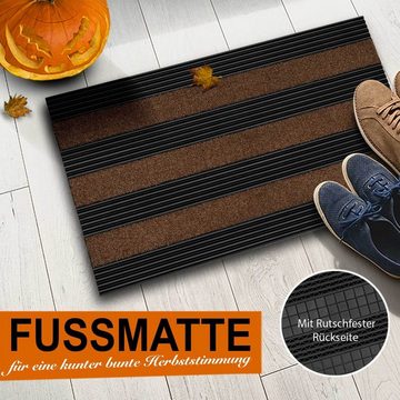 Fußmatte Türmatte Fulda Schwarz/Braun, Schmutzfangmatte, 46 x 76 cm, Karat, rechteckig, für den Innen- und überdachten Außenbereich