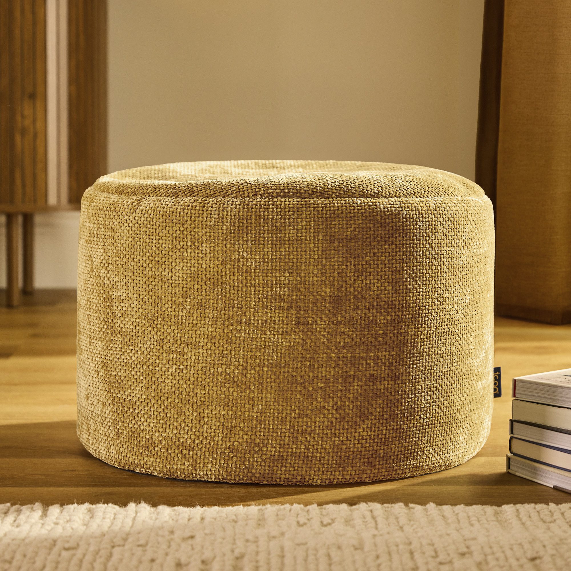 icon Pouf aus Chenille "Milano" mit Füllung, 55x35cm, Made in Germany, Sitzhocker, Sitzkissen, Fußstütze, Fußhocker – Bild 2 von 5
