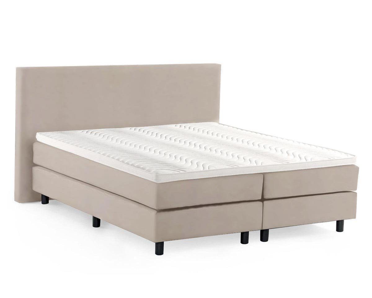 WohnenRoyal Boxspringbett Boxspringbett Network Beige Velourstoff - 180 x 200 cm