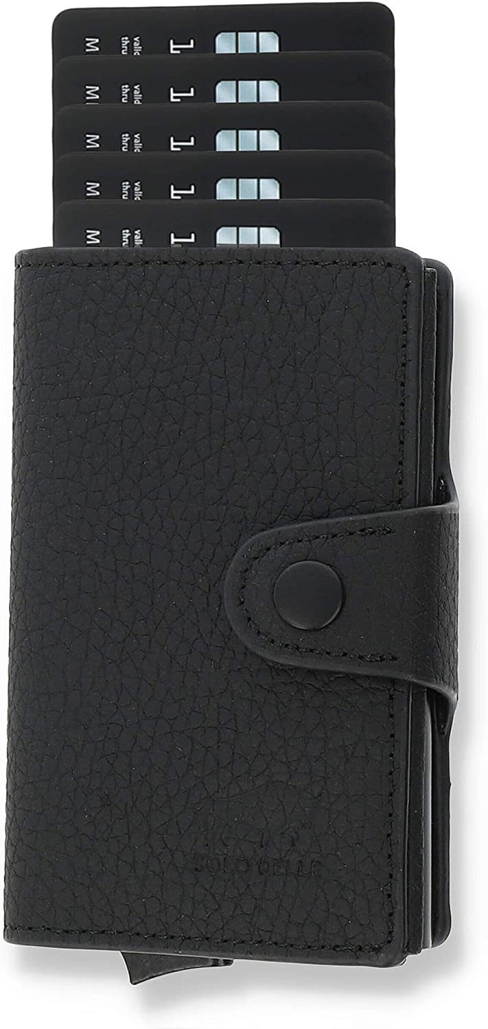 Solo Pelle Mini Geldbörse Slim Wallet Mondo ohne Münzfach [bis zu 13 Karten] [RFID-Schutz], echt Leder, Made in Europe, mit RFID Schutz