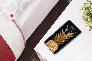 MuchoWow Handyhülle Ananas - Gold - Farbe - Schwarz - Obst - Luxus, Phone Case, Handyhülle Xiaomi Redmi 9, Silikon, Schutzhülle