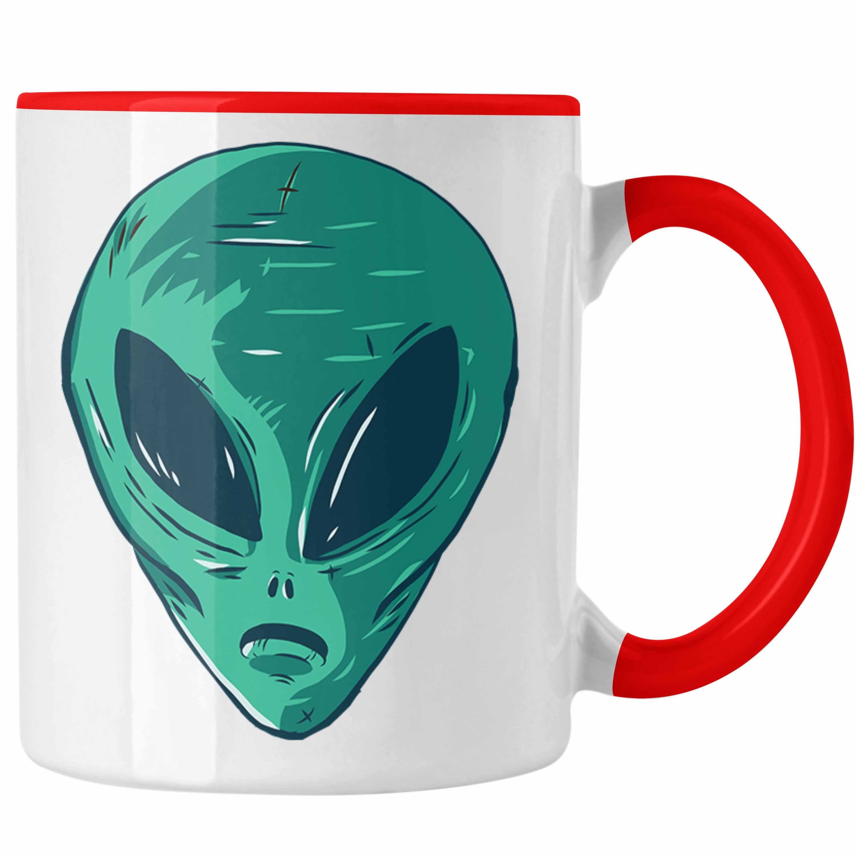 Trendation Tasse Trendation - Alien Tasse Geschenk Außerirdische Geschenkidee Grafik UFO Tasse