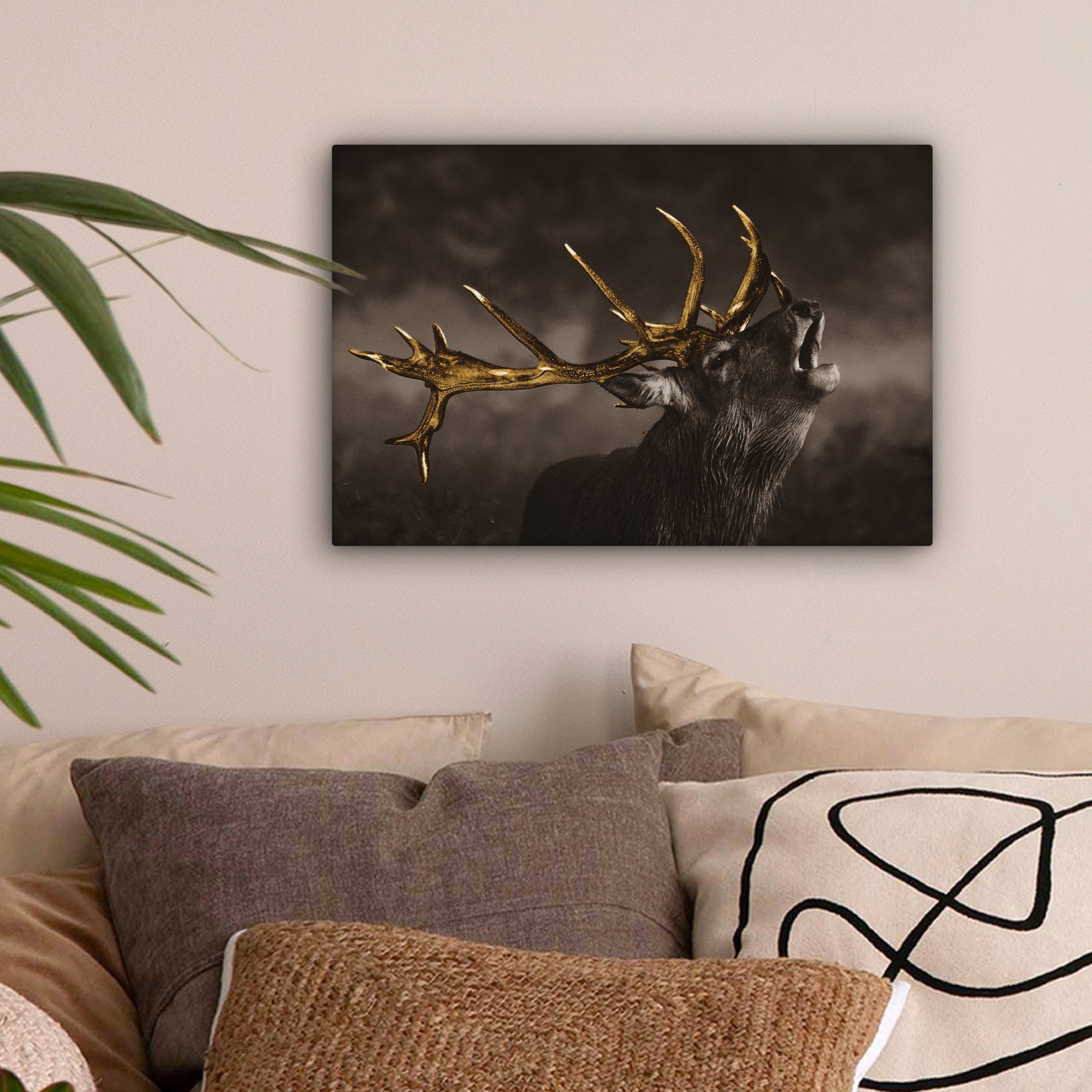 OneMillionCanvasses® Leinwandbild Rotwild - Schwarz - günstig online kaufen
