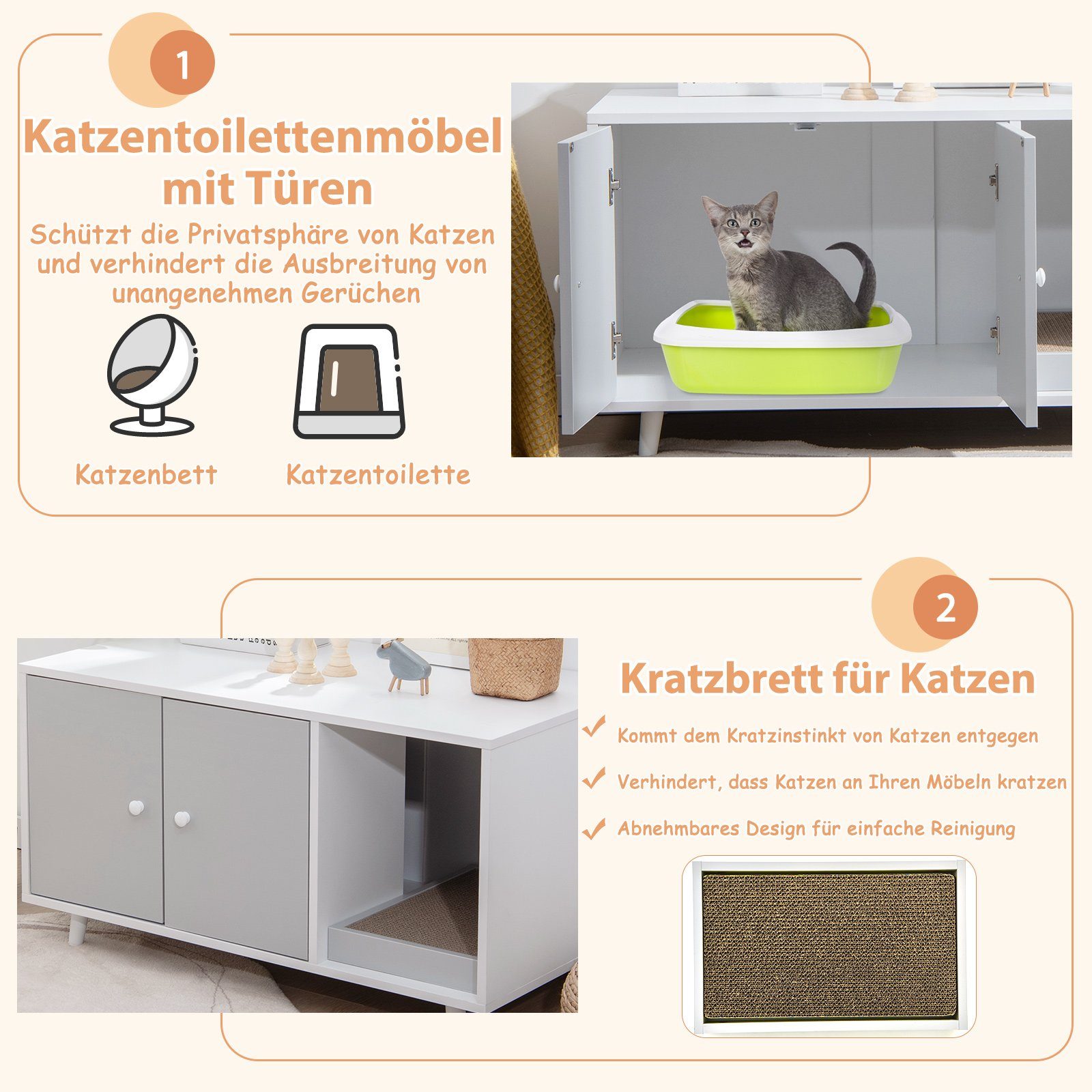 COSTWAY Tierhaus Couchtisch & Katzenhaus, mit günstig online kaufen