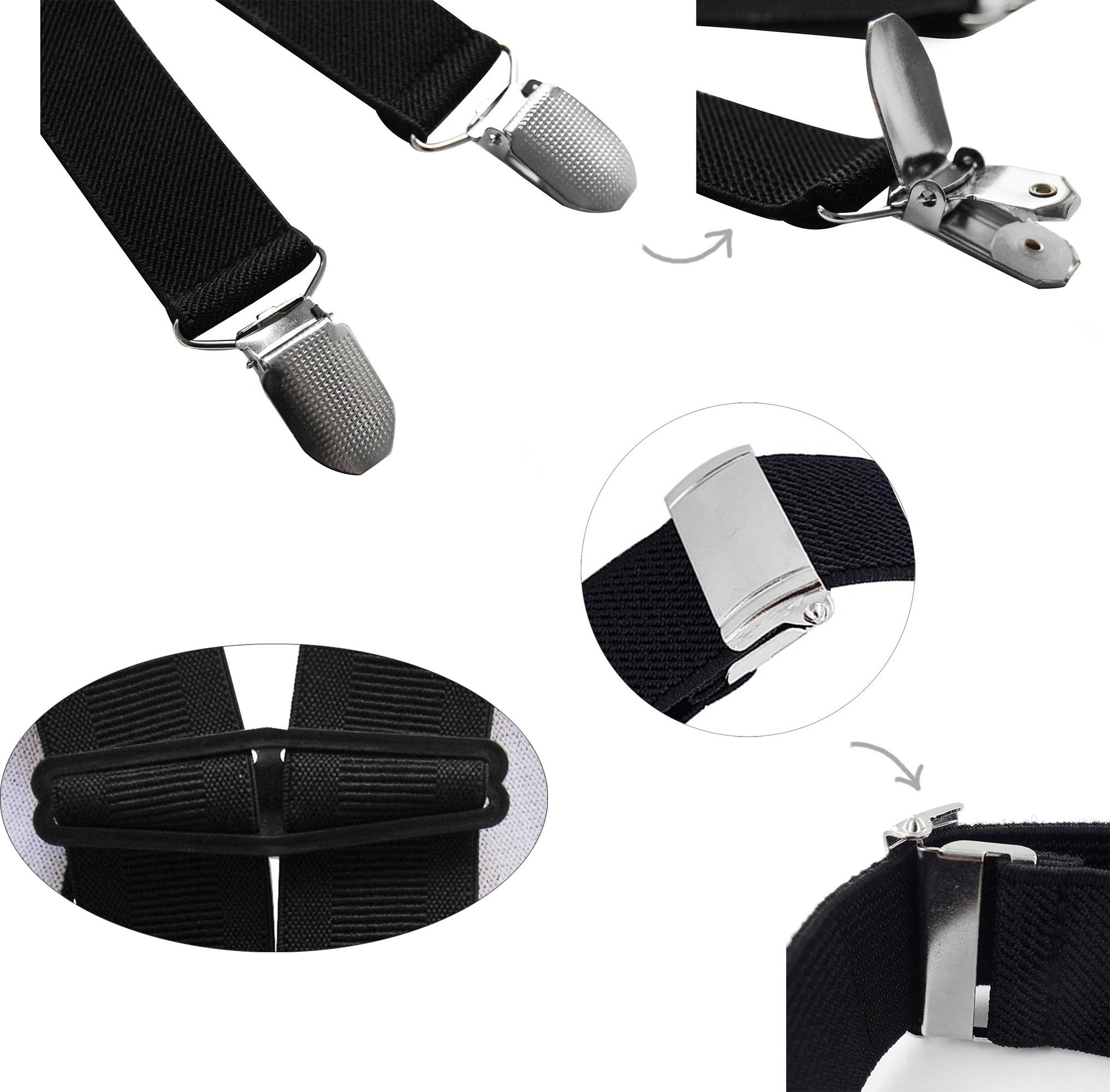 axy Hosenträger Herren Hosenträger 4 Stabile Clips H-Form 3,5cm Breit verstellbar und elastisch 120cm Lang – Bild 3 von 5