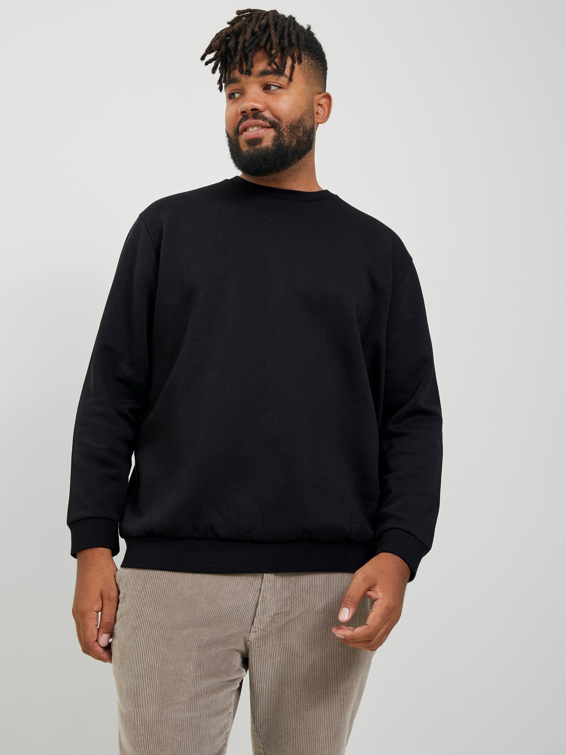 Jack & Jones Black JJEBRADLEY SWEAT NOOS CREW PlusSize Sweatshirt PLS