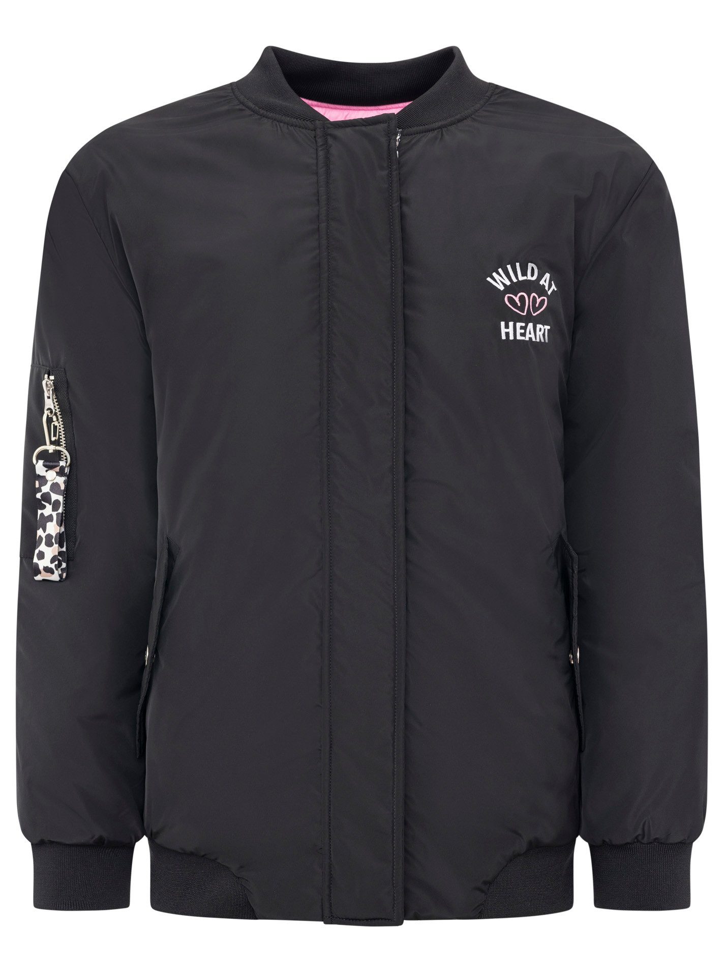 Zwillingsherz Bomberjacke "Wild Heart" Stickerei, Reißverschluss,Taschen mit Druckknöpfen