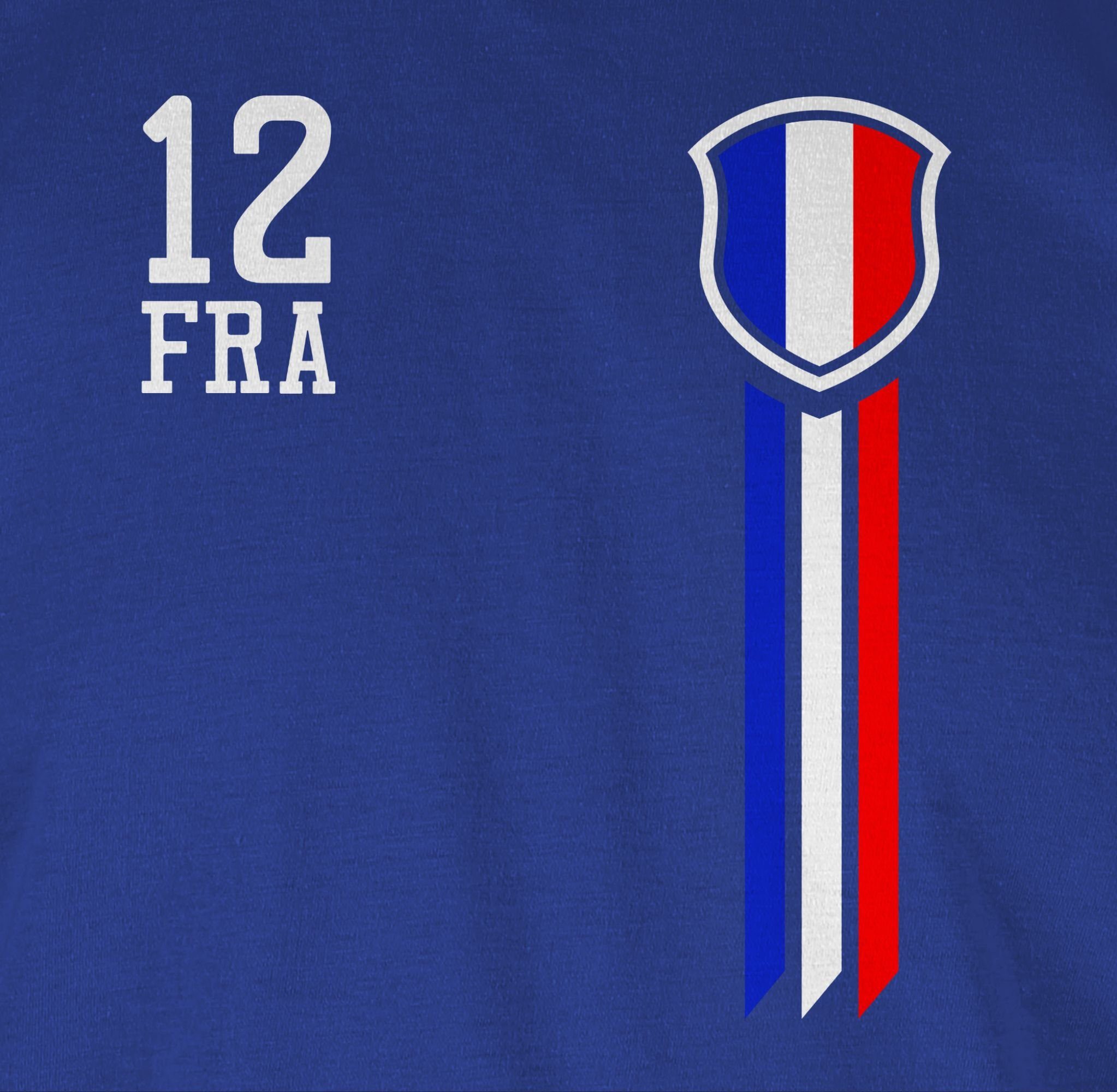 Shirtracer Frankreich Mann 2 Fanshirt T-Shirt Royalblau 2024 12. Fussball EM