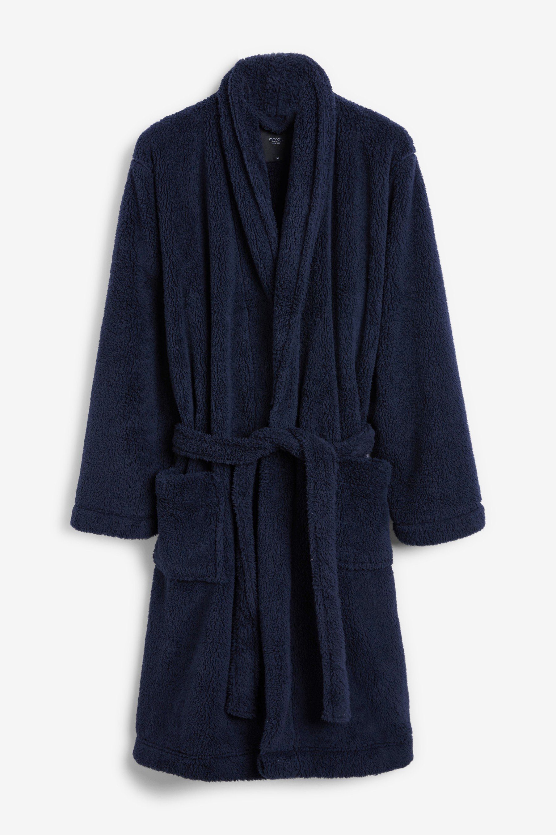 Next Herrenbademantel Bademantel aus Fleece, Polyester (recycelt) Navy Blue