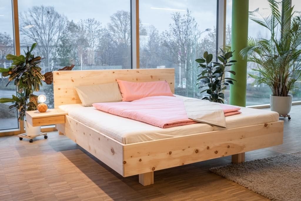 geborgenschlafen Massivholzbett aus Zirbenholz, Zirbenbett, Handgefertigt in Deutschland, metallfreies Bett