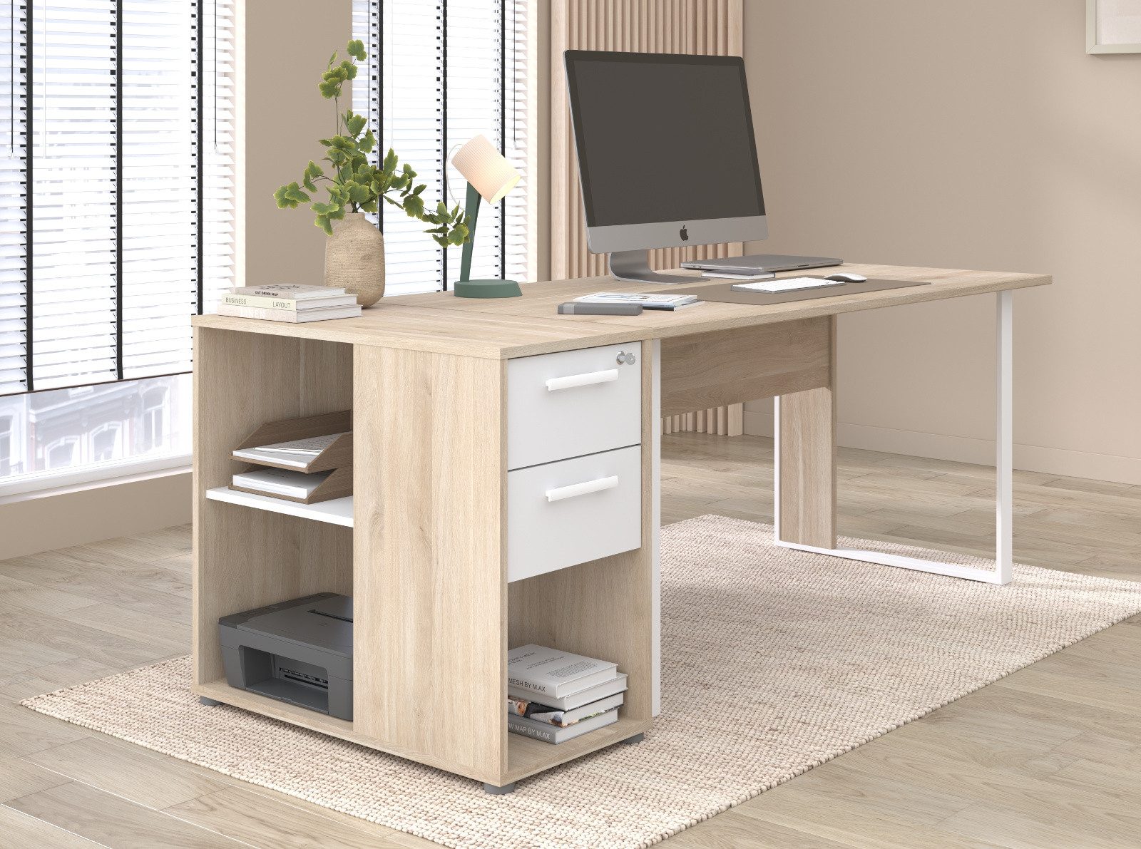 Parisot Schreibtisch Remote (Set inklusive Container, 2-St., 189 x 80 cm), bis 65 Kg belastbar