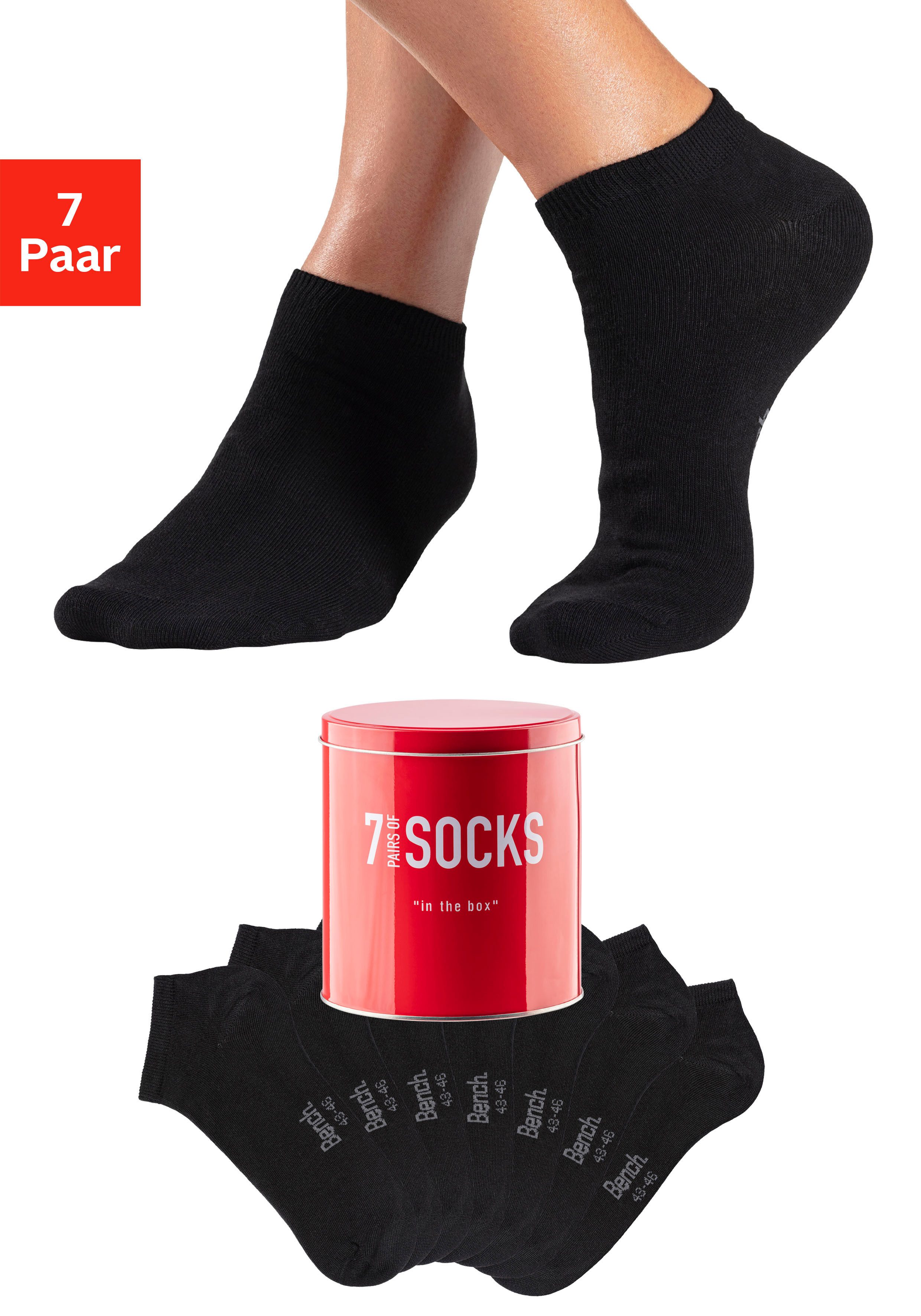Bench. Sneakersocken (Dose, 7-Paar) verpackt in der Dose